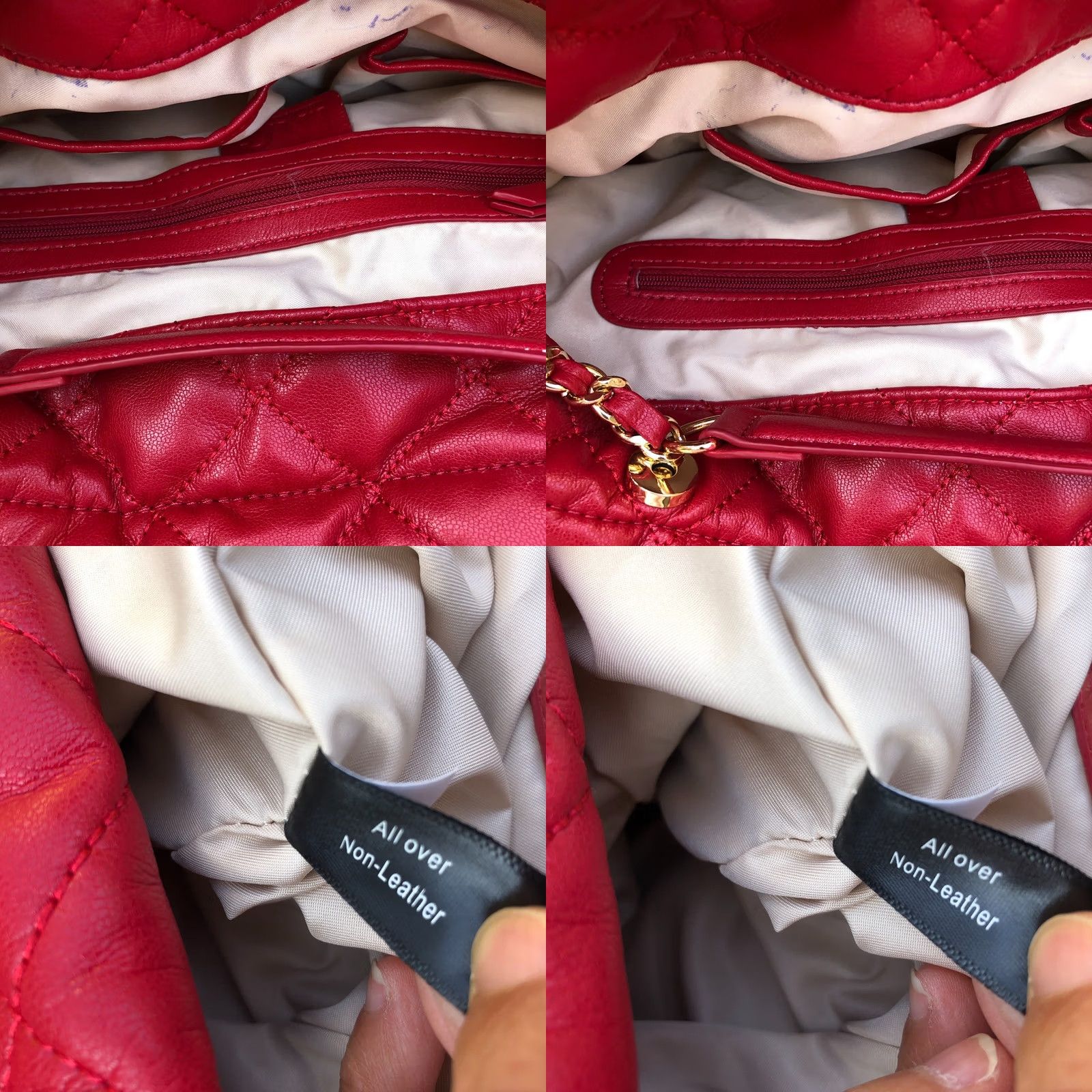 Vintage INC International Concepts Quilted Purse Women's Red Faux Leather Shoulder Bag Size ONE SIZE - 9 Thumbnail