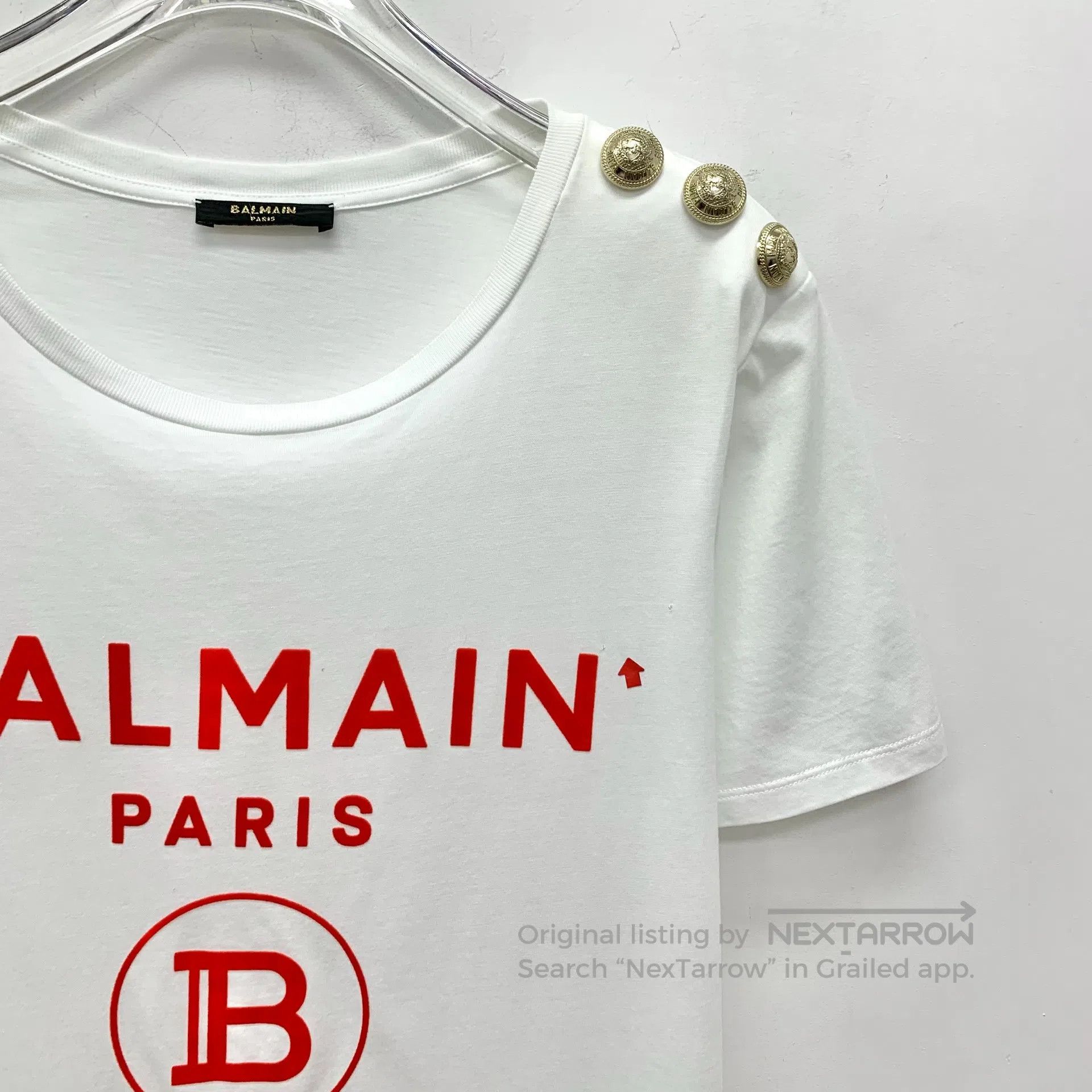 Balenciaga Balenciaga White Logo Letter Printed Cotton Crewneck Short Size US M / EU 48-50 / 2 - 3 Thumbnail