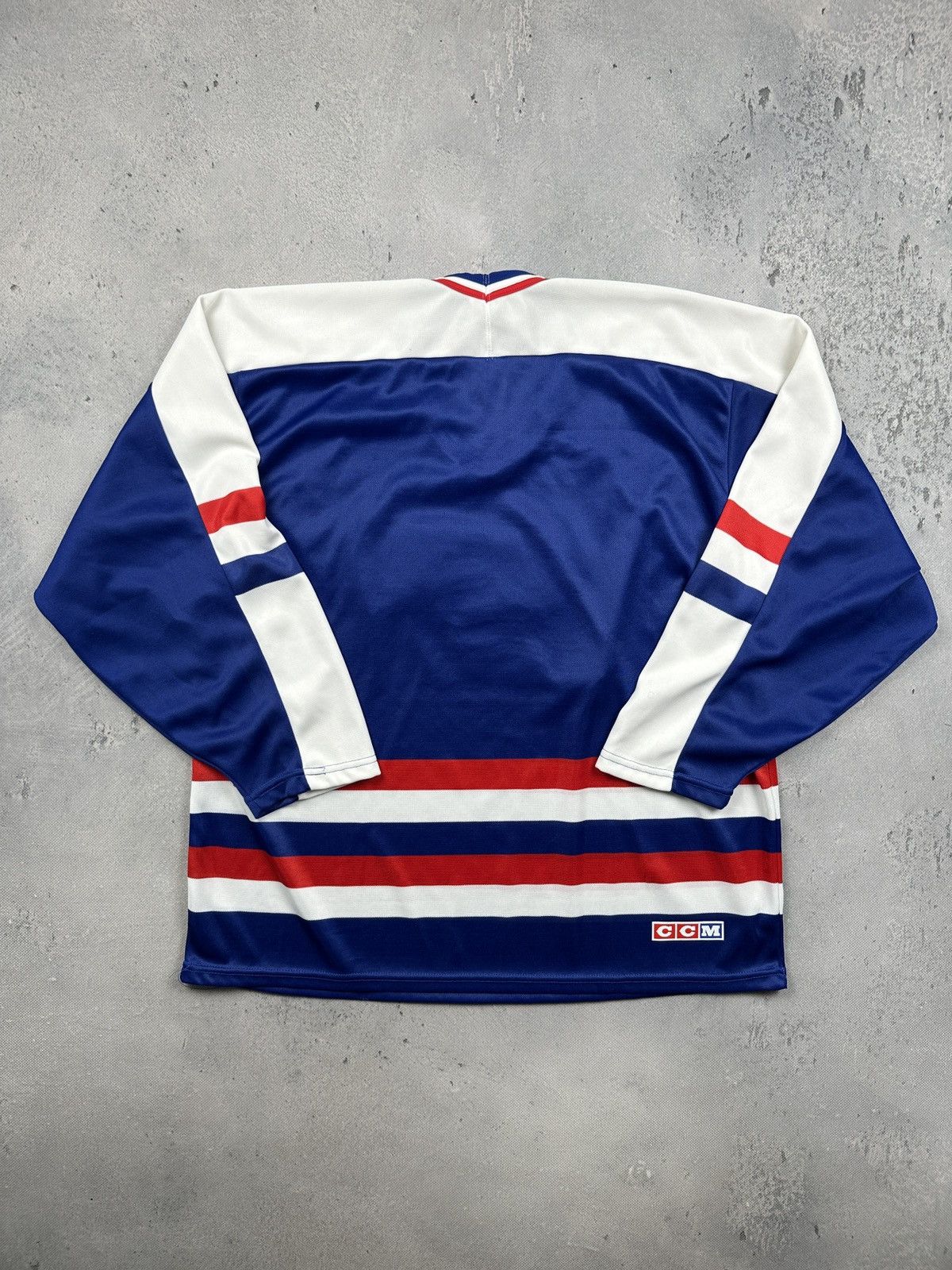 Ccm Vintage 90s Team USA Hockey CCM Rare Jersey Blue Red Large Size US L / EU 52-54 / 3 - 3 Thumbnail