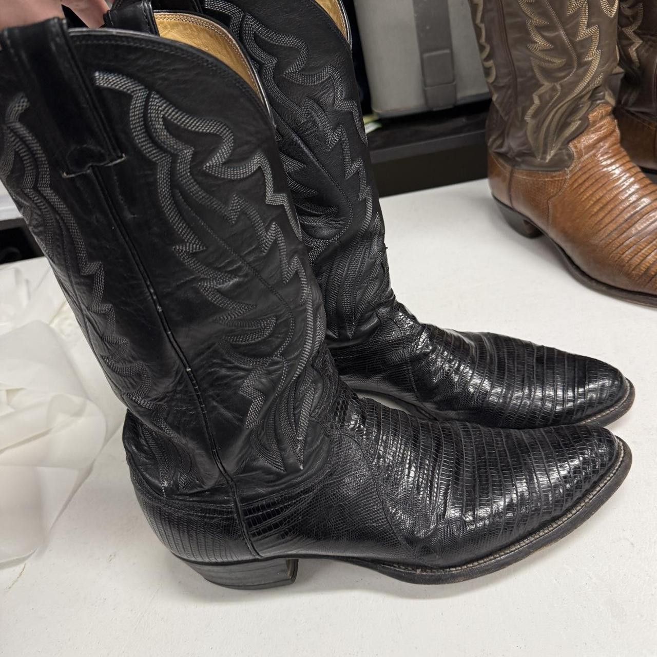Justin Boots Justin Boots Lizard Skin Black Leather 11 1/2 B Style 8313 Size US 11.5 / EU 44-45 - 6 Thumbnail