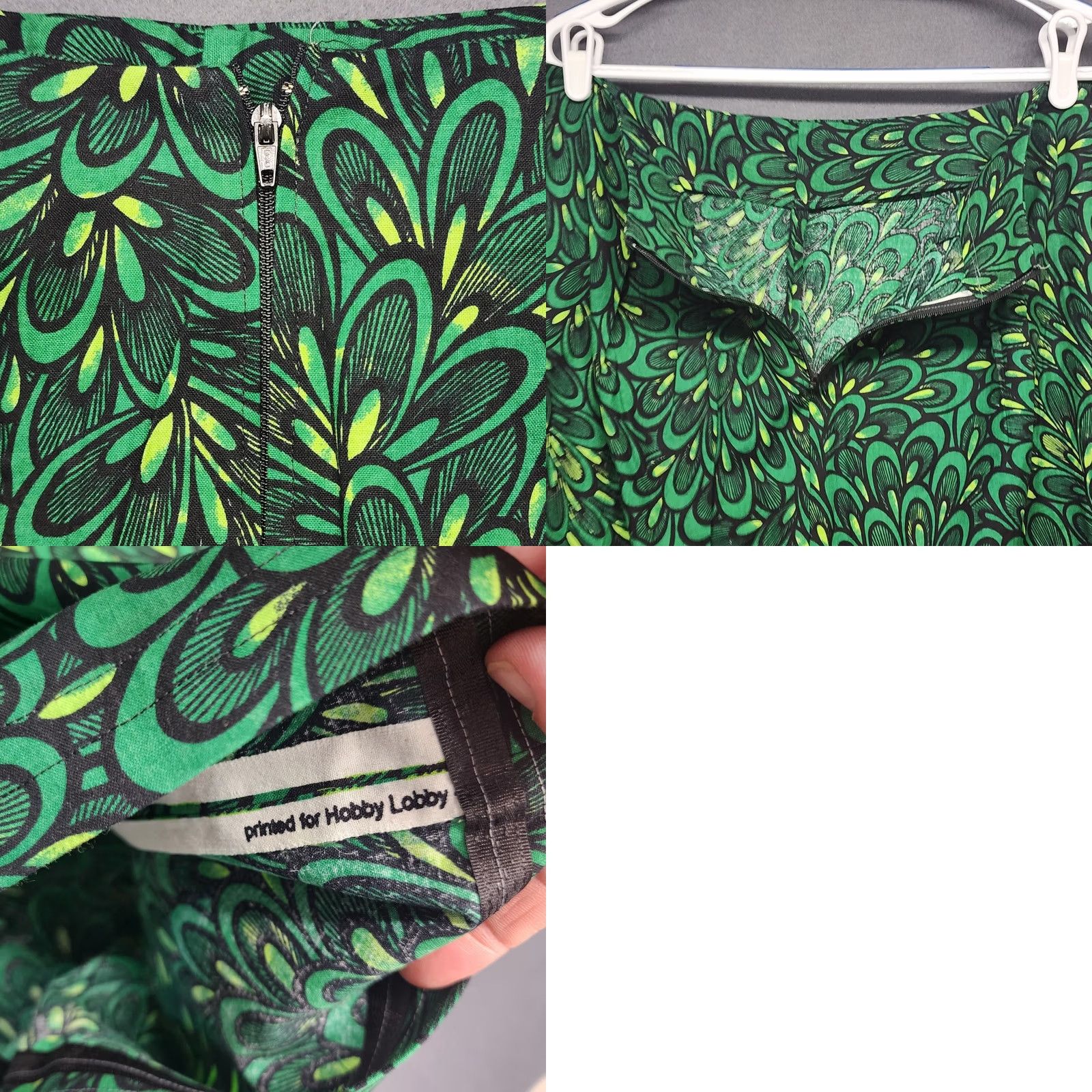Vintage VINTAGE Handmade Womens Plus Size Skirt Green Retro Abstract Print A-Line 44 Waist Knee Length Womens Size 30" / US 8 / IT 44 - 8 Thumbnail