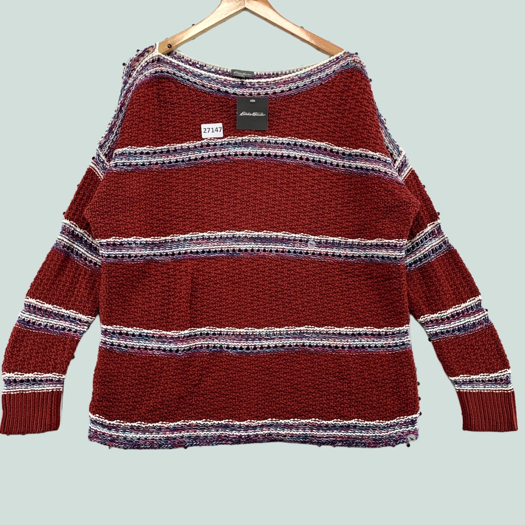 Eddie Bauer Eddie Bauer Knit Boat Neck Sweater Red Striped Womens XL NWT Size XL / US 12-14 / IT 48-50 - 1 Thumbnail