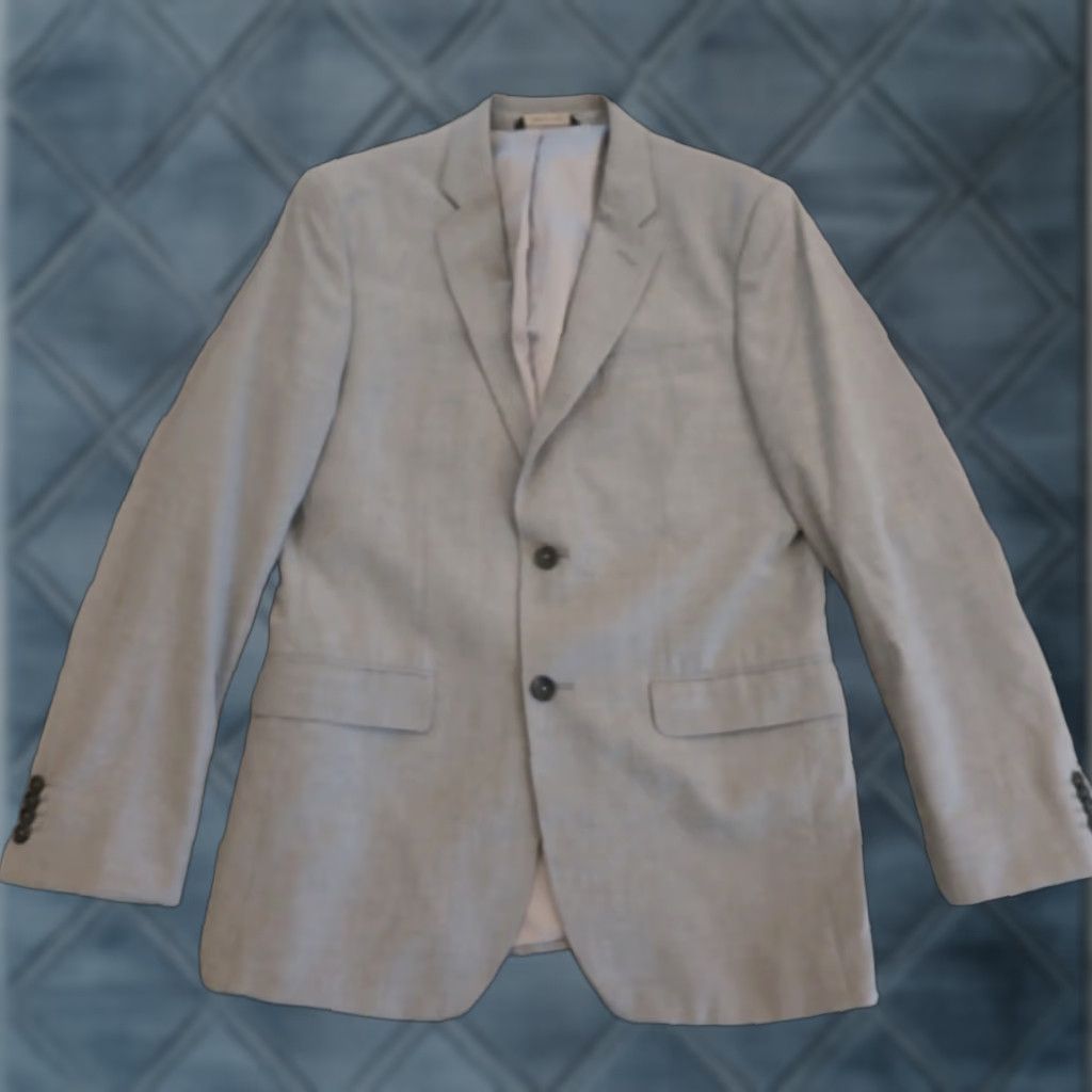 Banana Republic Banana Republic Blazer Mens 40 Gray Polyester Blend Two Button Single Vent Notch Lapel 2 Piece Regular Mens Size 40R - 1 Thumbnail
