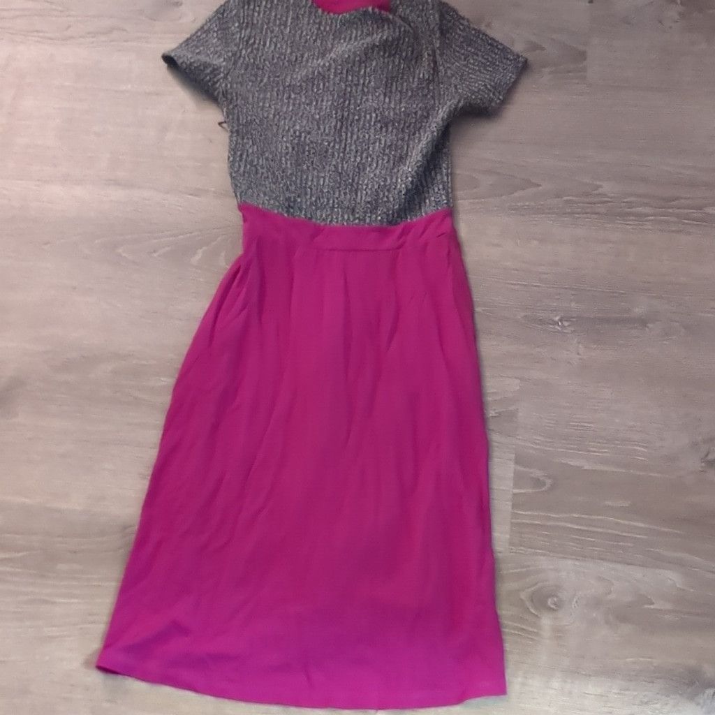 Anthropologie Maeve by Anthropologie magenta and gray dress size small Size S / US 4 / IT 40 - 3 Thumbnail