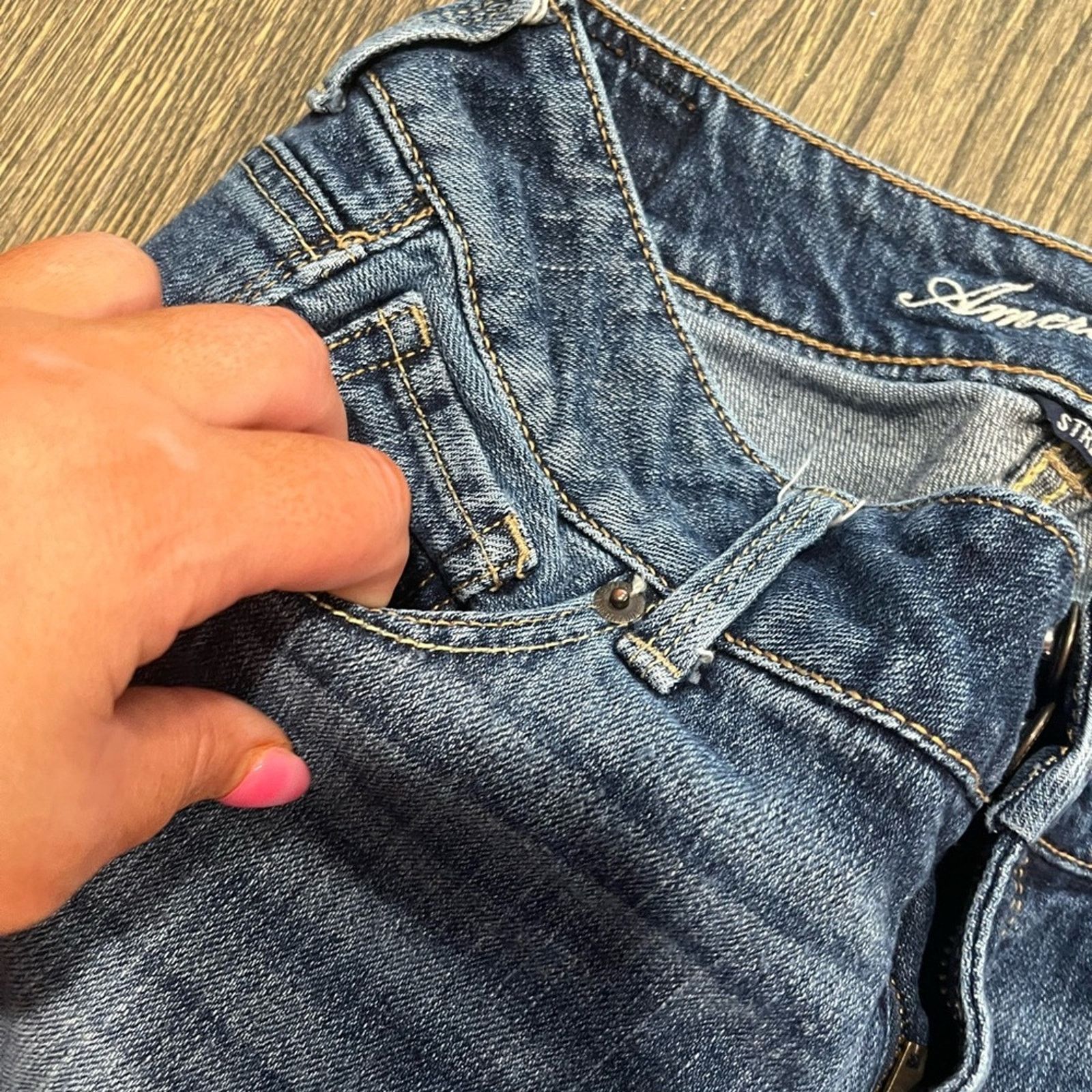 American Eagle Outfitters American Eagle Artist Jeans Straight Leg Low Rise Stretch 2 Size 26" / US 2 / IT 38 - 6 Thumbnail