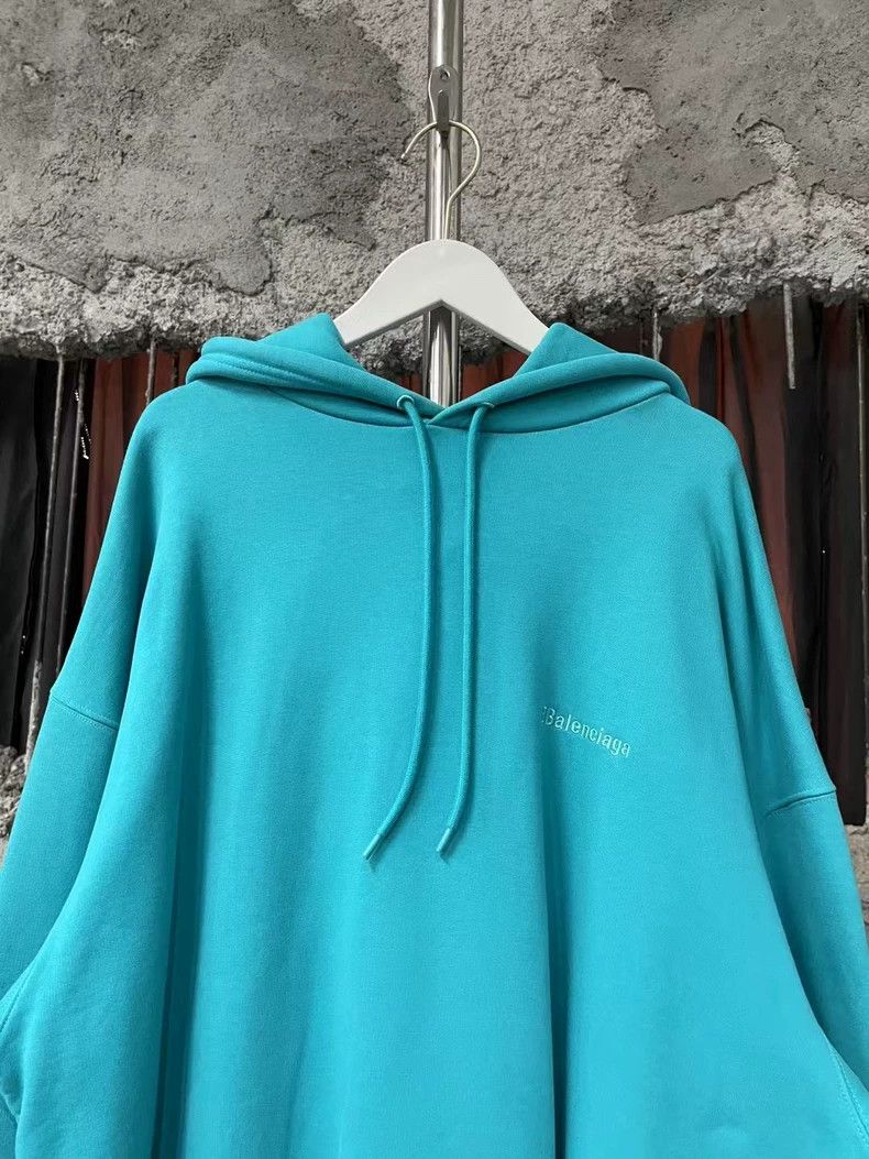 Balenciaga Balenciaga Lake blue embroidered logo hoodie Size US M / EU 48-50 / 2 - 3 Thumbnail