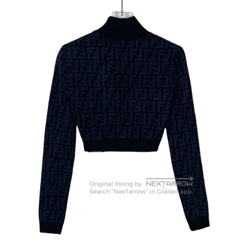 Fendi Fendi Black logo monogram full print high neck short knit Size XS / US 0-2 / IT 36-38 - 2 Thumbnail