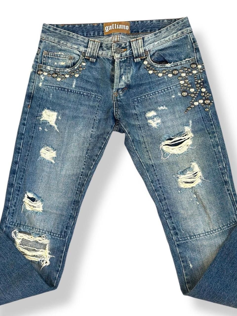 Vintage John Galliano Distressed Studded Denim