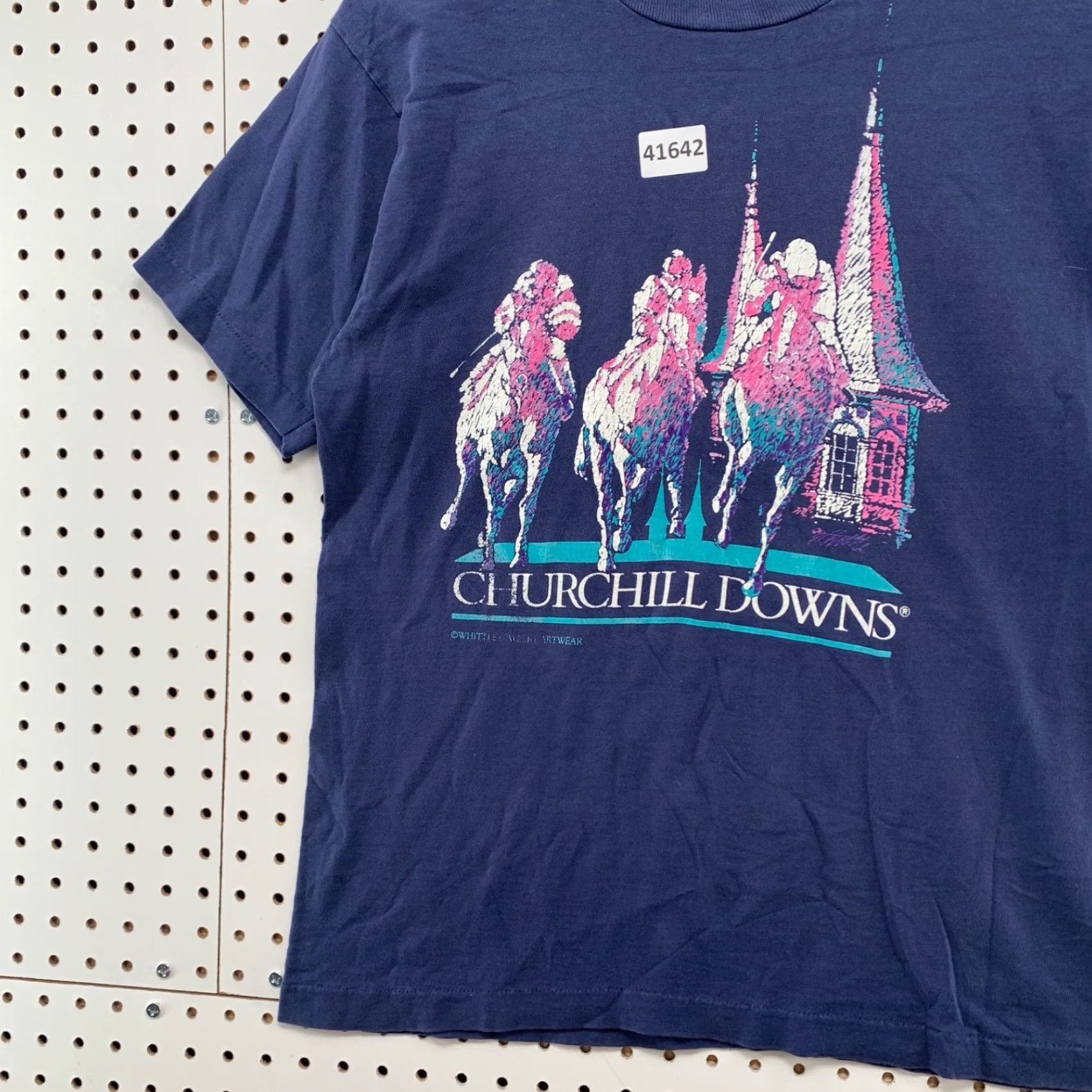 Fruit Of The Loom VINTAGE Fruit of the Loom Churchill Downs Horse Racing T-Shirt Mens Medium Graphic Print Blue 90s Size US M / EU 48-50 / 2 - 5 Thumbnail