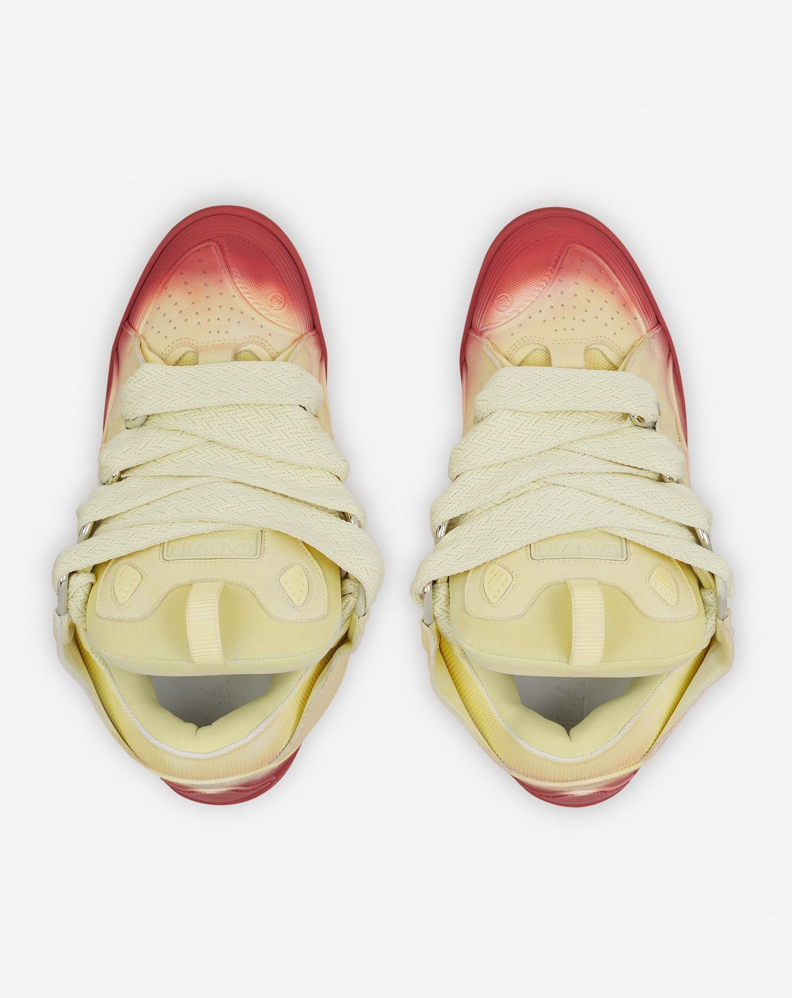 oc11z0325 Curb Low Top Sneakers in Light Yellow/Red