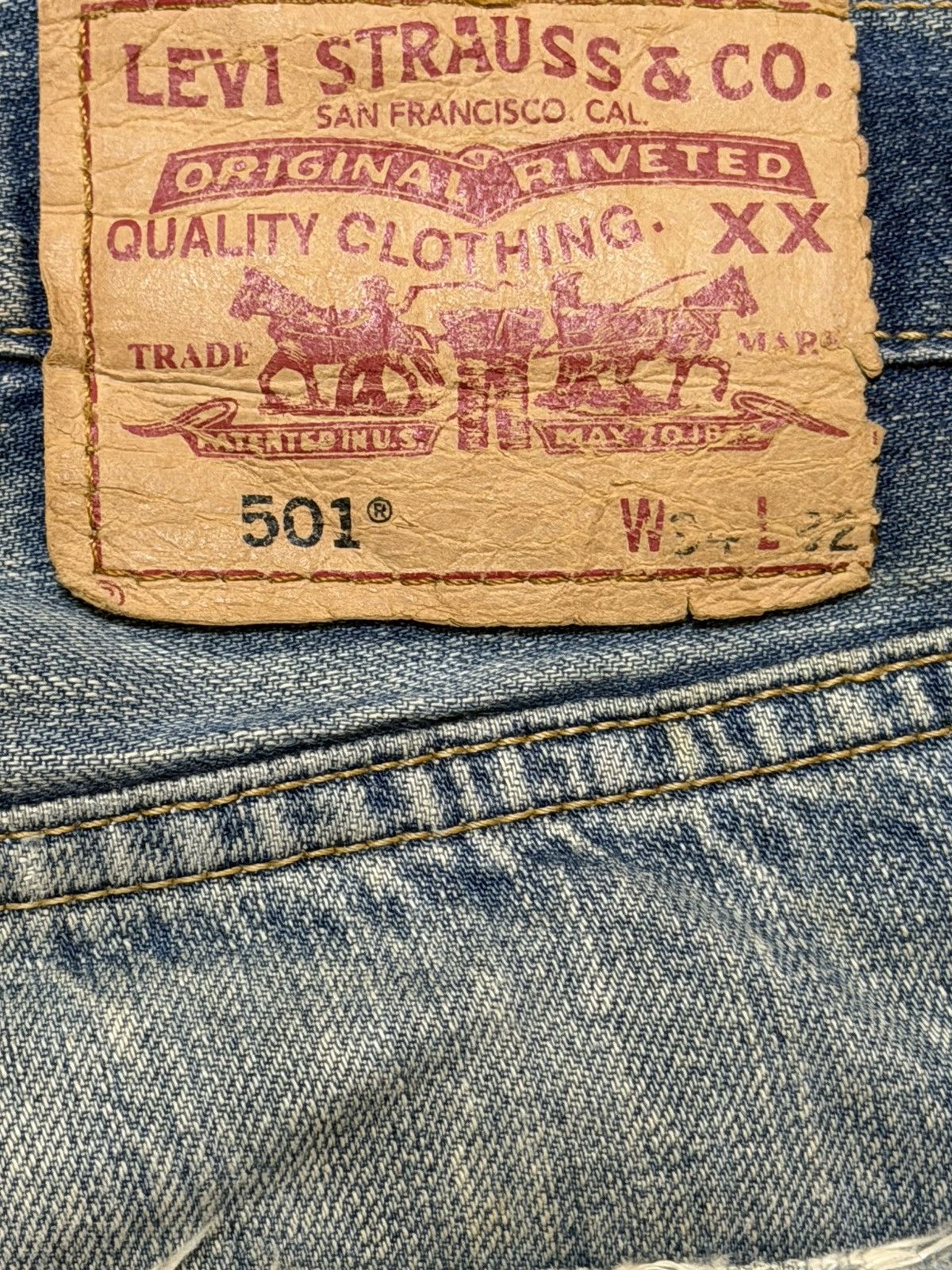 Levi's Vtg 90s Levis 501 Mud Wash Faded Whisker Wide Leg Straight Size US 36 / EU 52 - 8 Thumbnail