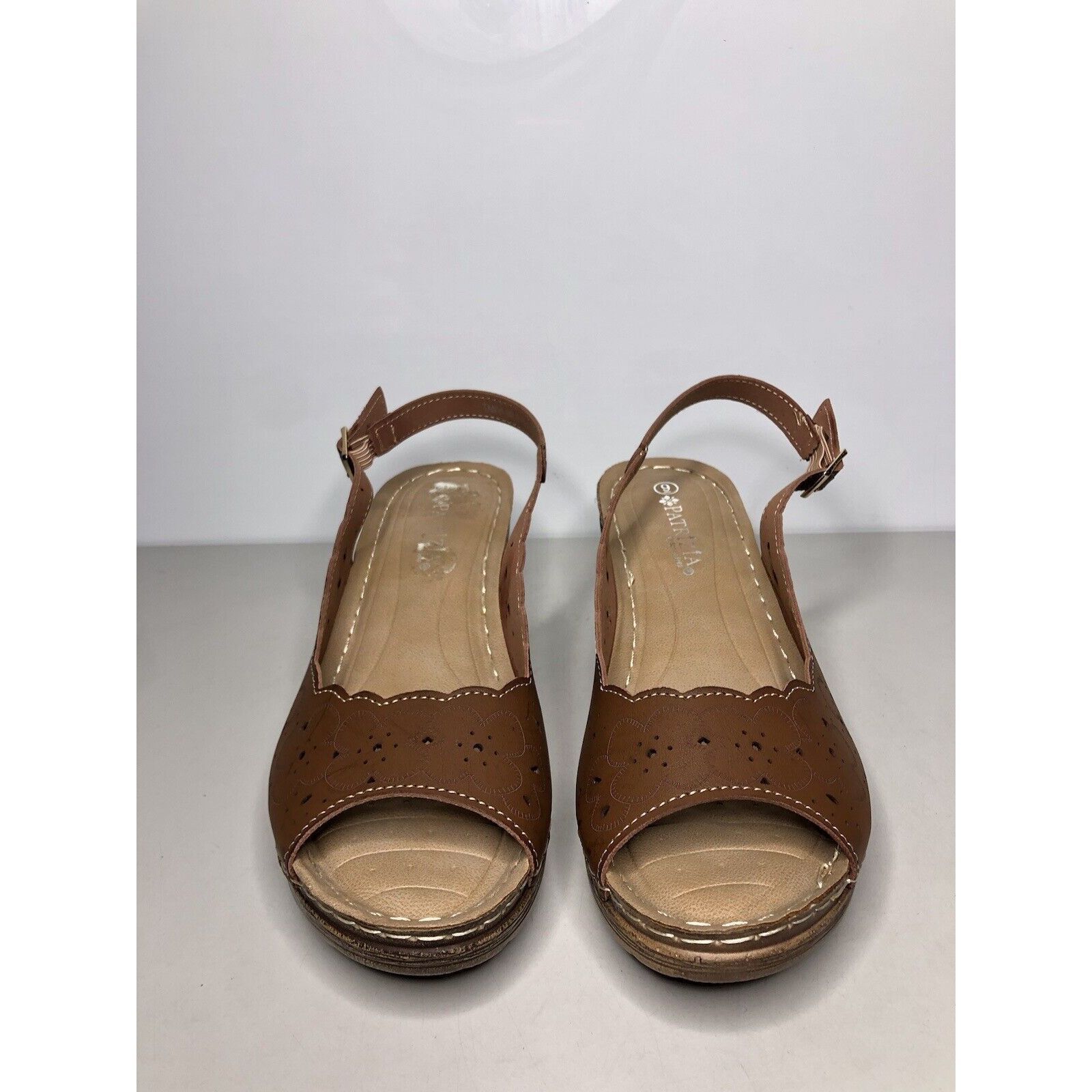 Spring Court Patrizia Spring Step Brown Leather Perforated Heel Sandals W Size US 9 / IT 39 - 14 Thumbnail