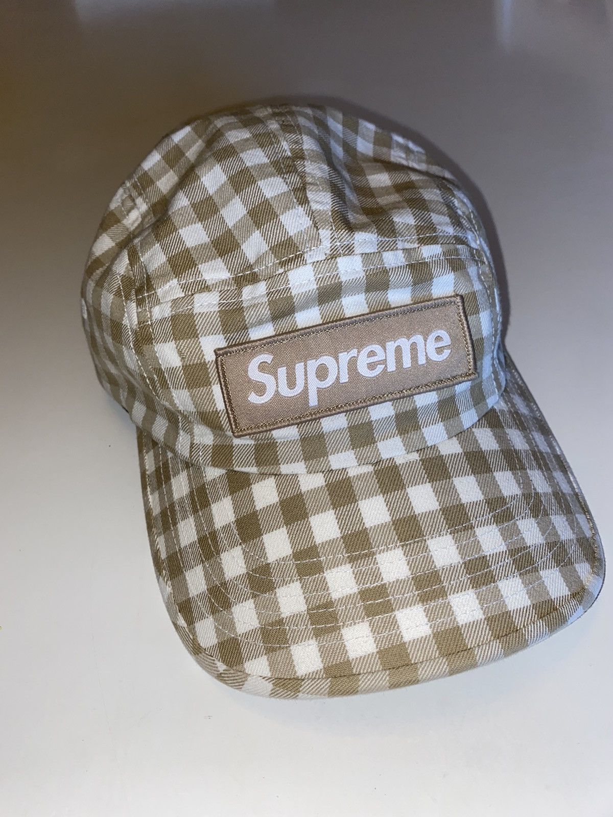 Supreme Gingham hotsell Camp Cap (Tan)