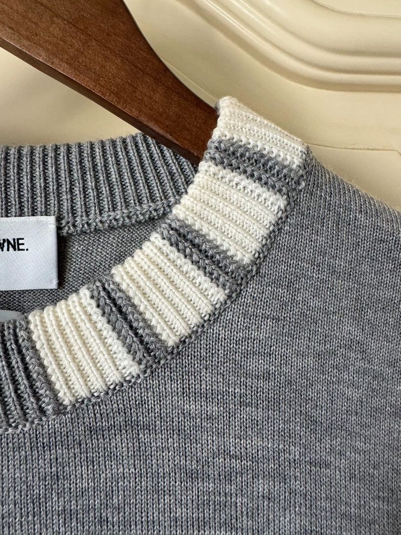 Thom Browne Thom browne Four-strip knitted sweater with gray neck 2504- Size US L / EU 52-54 / 3 - 3 Thumbnail