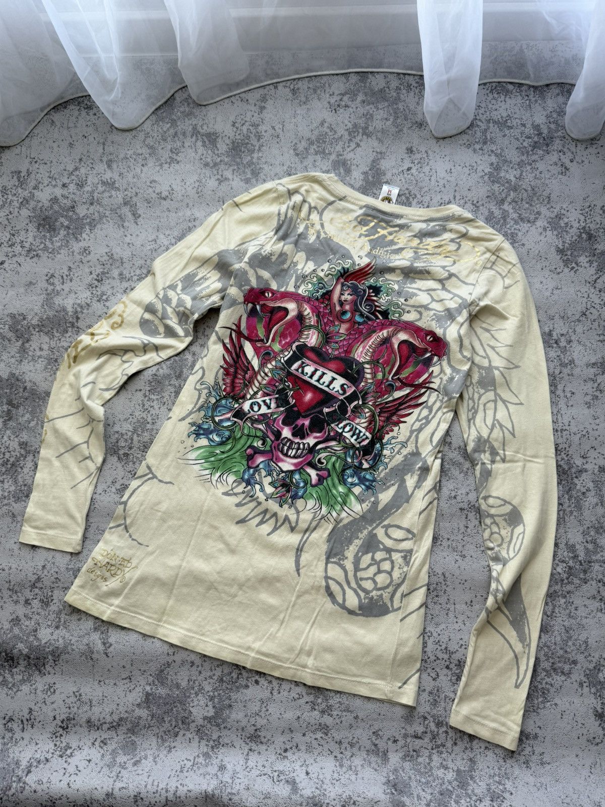 Ed Hardy Crazy Ed Hardy Y2K Overprint Long Sleeve Made in USA Size M / US 6-8 / IT 42-44 - 2 Thumbnail