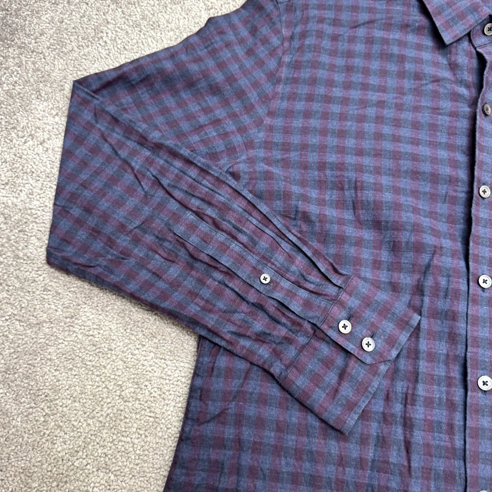 Vintage ZACHARY PRELL Button-Down Shirt Mens L Blue Purple Cotton Long Sleeve Casual Plaid Adult Regular Mens Size US L / EU 52-54 / 3 - 5 Thumbnail