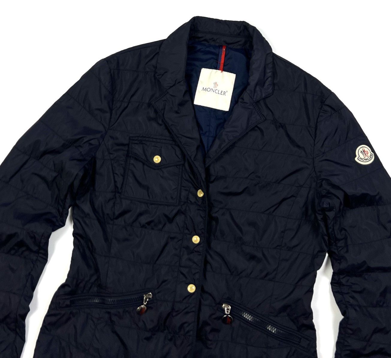 Moncler Auth Moncler Nylon Navy Blue Jacket Blazer Women’s Size S/M Size M / US 6-8 / IT 42-44 - 4 Thumbnail