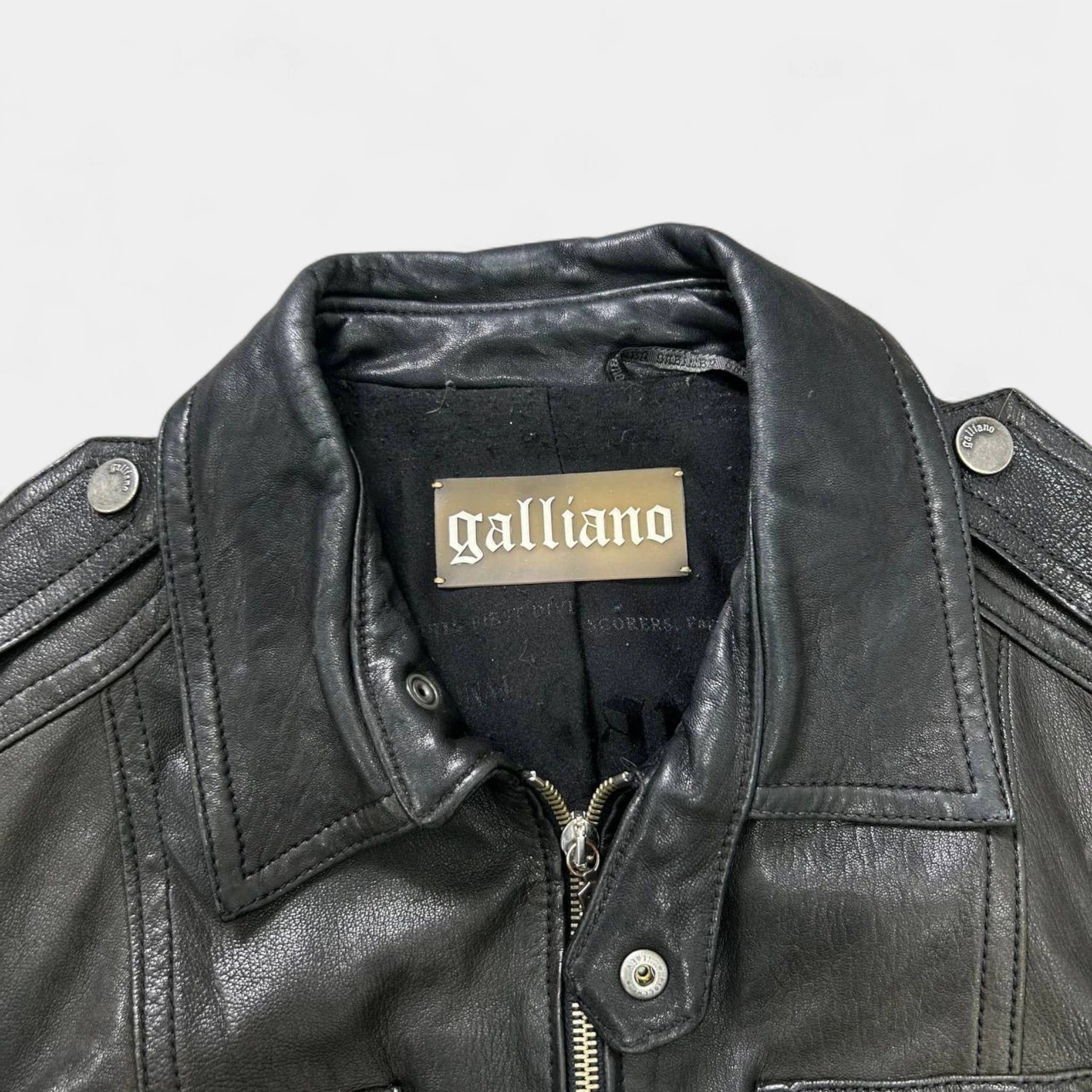 John Galliano Galliano 90s Classic Black Leather Jacket Size US S / EU 44-46 / 1 - 4 Thumbnail