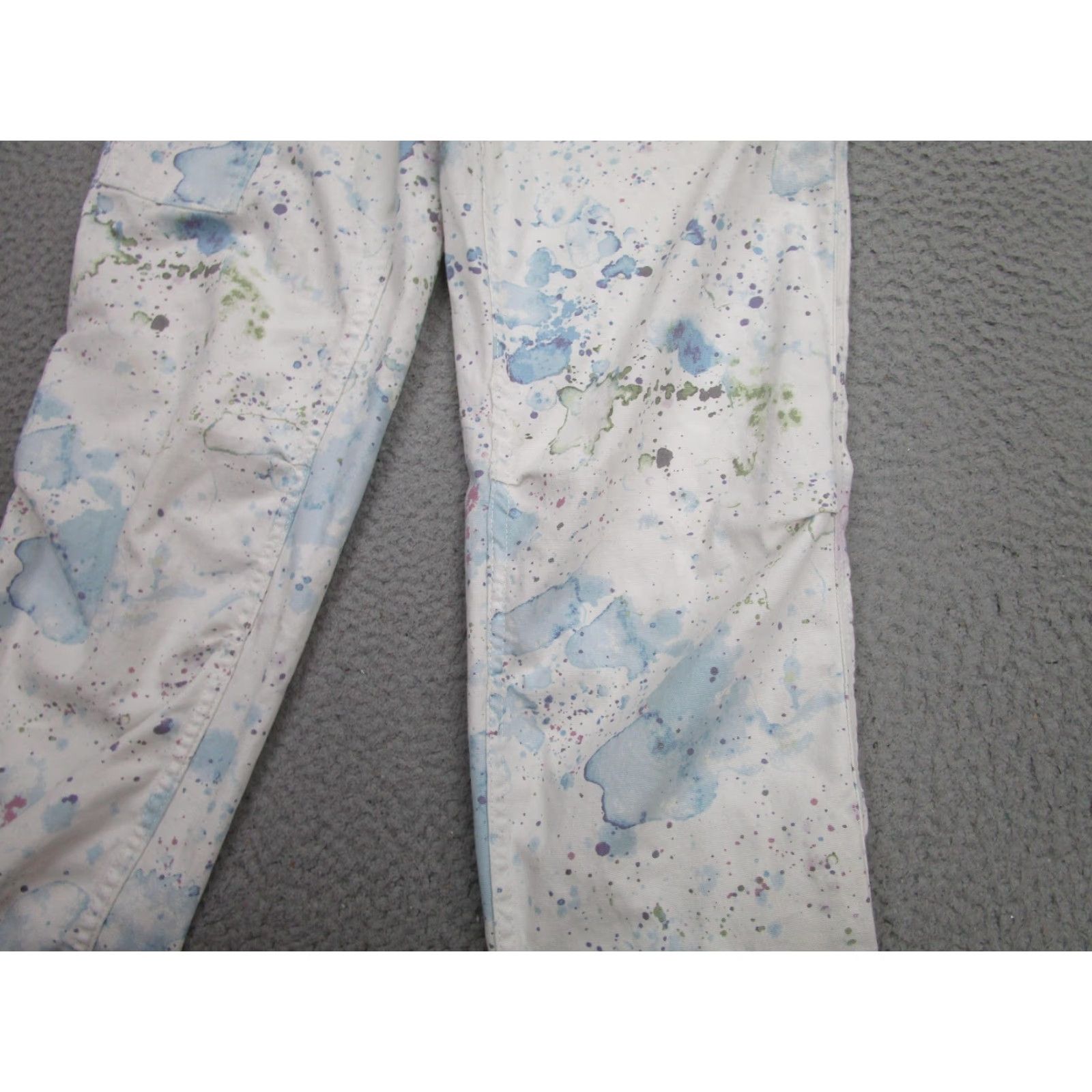 VINTAGE Anthropologie The Wanderer Pants Women 27 White Paint Splatter Cargo Stretch Twill