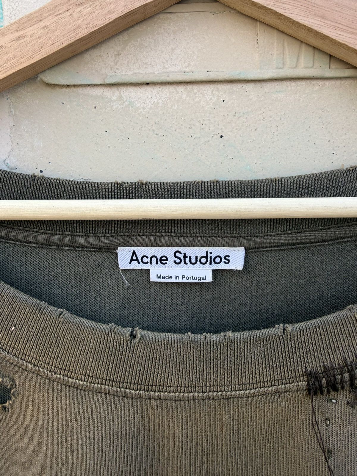 Acne Studios Acne Studios Sage Green Pearlized and Distressed Long Sleeve Size US M / EU 48-50 / 2 - 6 Thumbnail