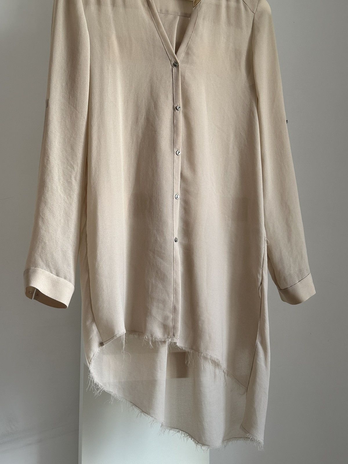 Helmut Lang Helmut Lang USA Raw Hem Leather Button Up Beige Long Shirt Size M / US 6-8 / IT 42-44 - 10 Thumbnail