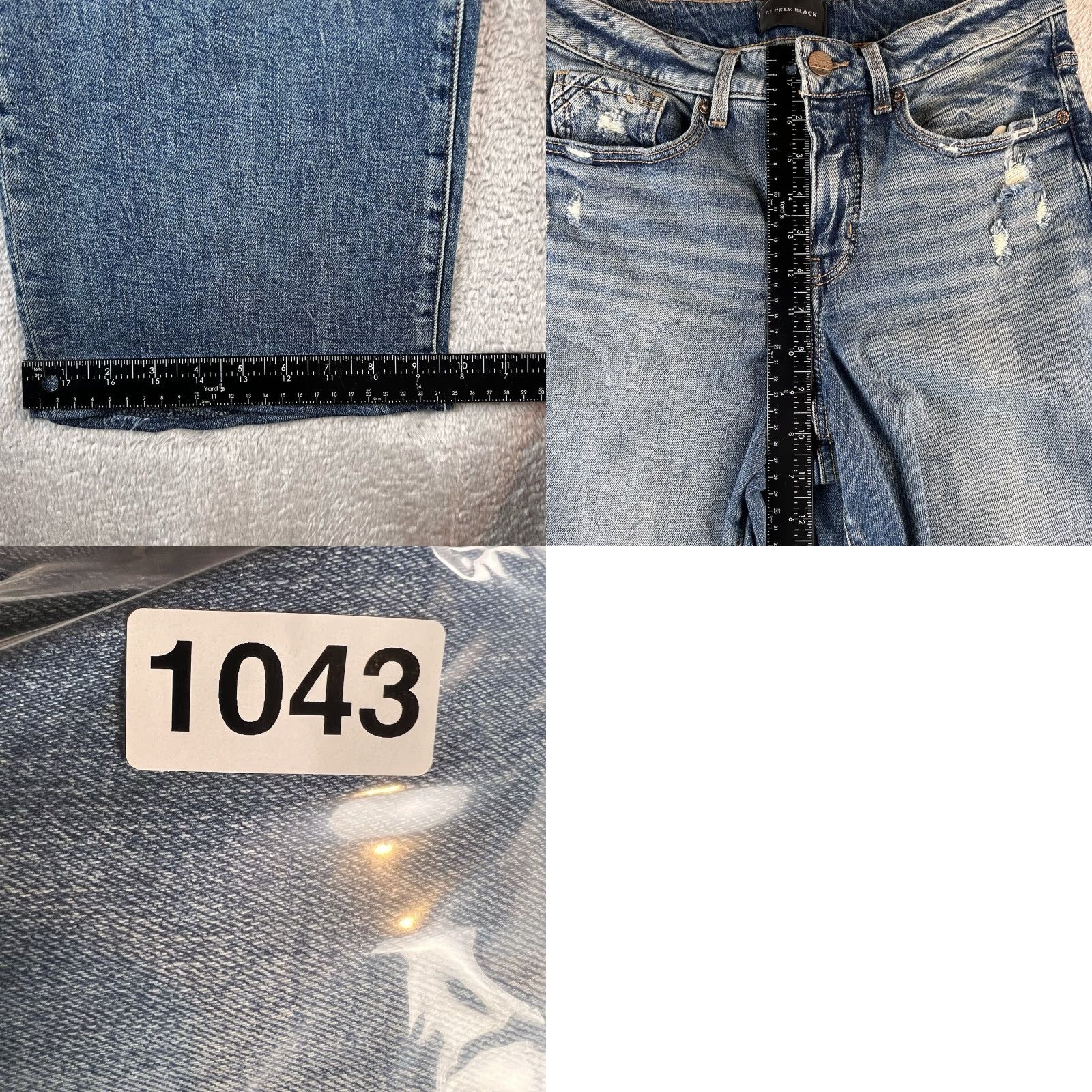 Vintage Buckle Jeans Cropped Wide Leg 90s Grunge Skater Womens 28x28 Blue Denim Cotton Polyester Spandex 5-Pocket Rise Mid Baggy Stretch Proudly Buckle Size 28" / US 6 / IT 42 - 8 Thumbnail