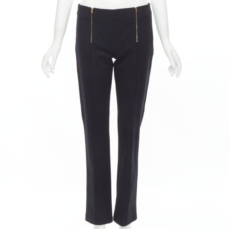The Row THE ROW black modal cotton dual gold zipper minimal legging pants XSXS Size 26" / US 2 / IT 38 - 1 Thumbnail