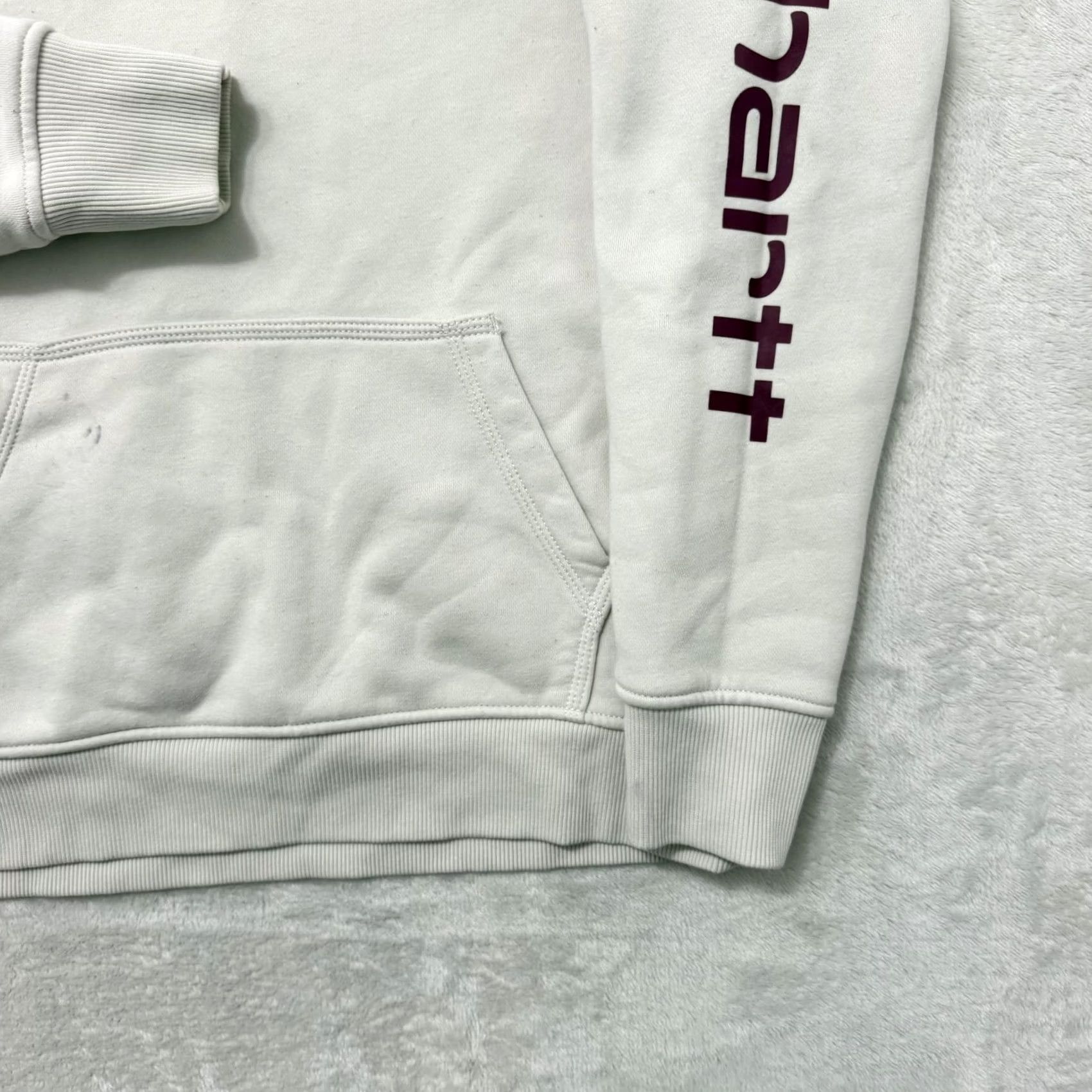Carhartt VINTAGE Carhartt Sweater Hoodie Womens Medium White Relaxed Logo Sleeve Fleece Pullover Size M / US 6-8 / IT 42-44 - 4 Thumbnail