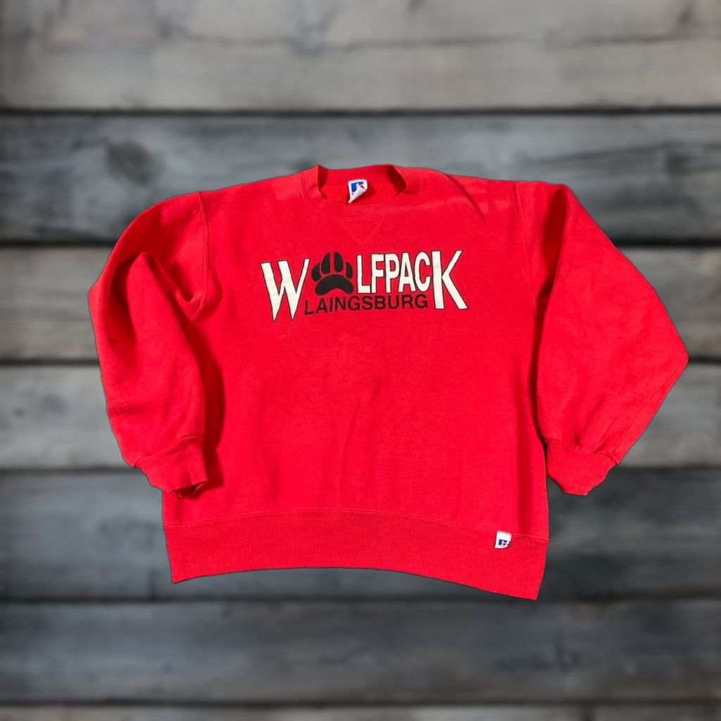 Russell Athletic VINTAGE Russell Athletic Sweatshirt Adult Medium Red Michigan Laingsburg Wolfpack 90s Retro Sports Crew Neck Pullover Size US M / EU 48-50 / 2 - 1 Thumbnail