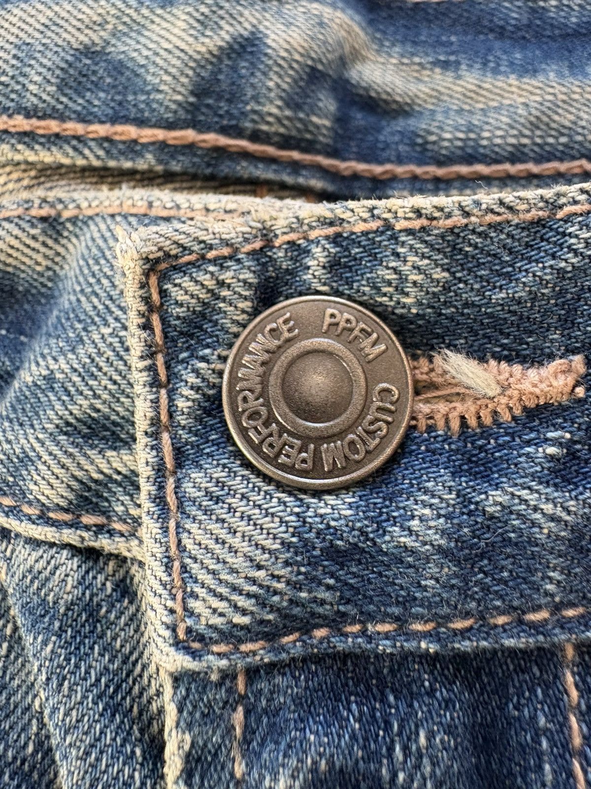 PPFM PPFM Double Waist Distressed Jeans Faded Denim XL 36x32 Size US 36 / EU 52 - 16 Thumbnail