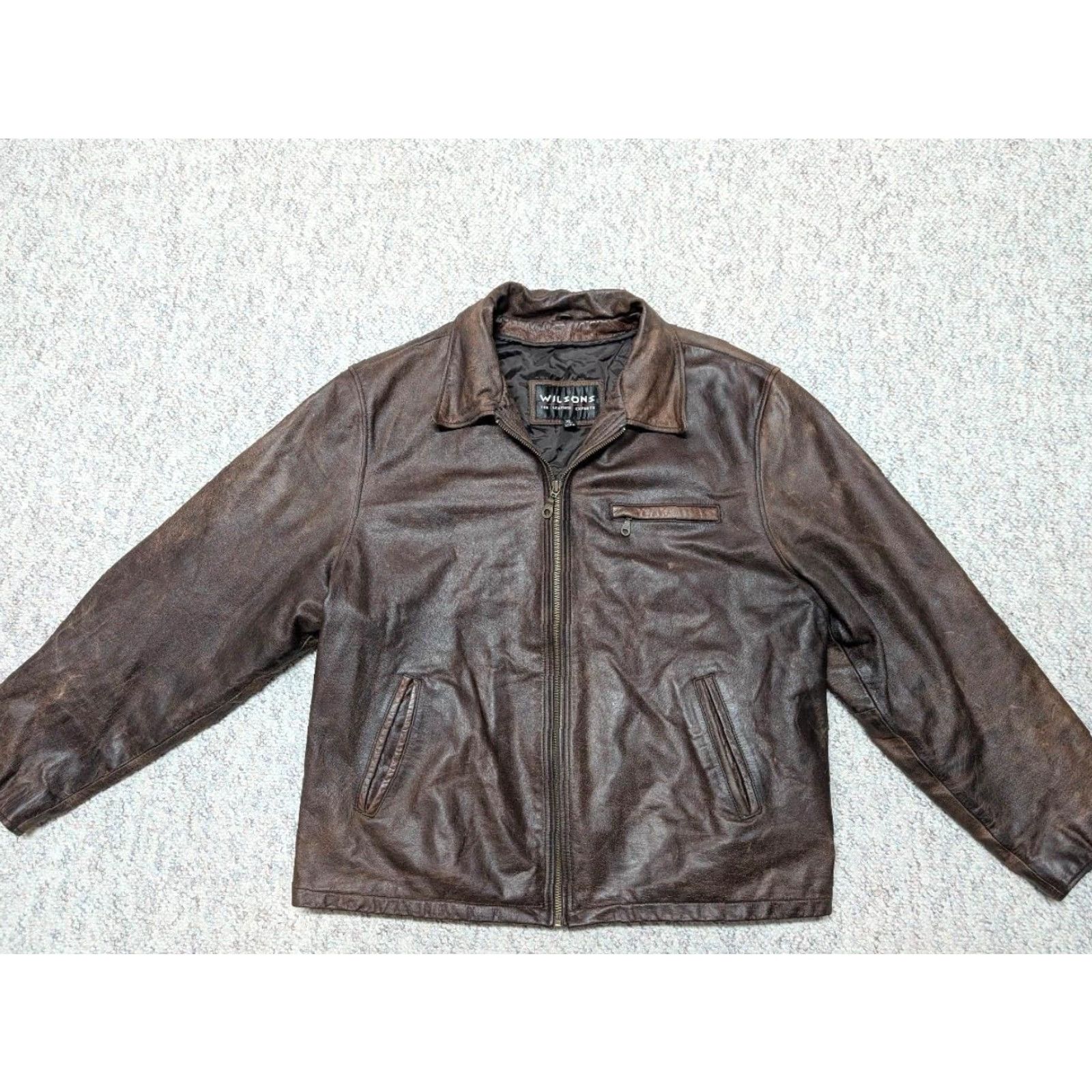 Vintage VINTAGE WILSONS leather jacket XL brown MOTORCYCLE cowhide PATINA biker jacket Mens 90s Size US XL / EU 56 / 4 - 6 Thumbnail