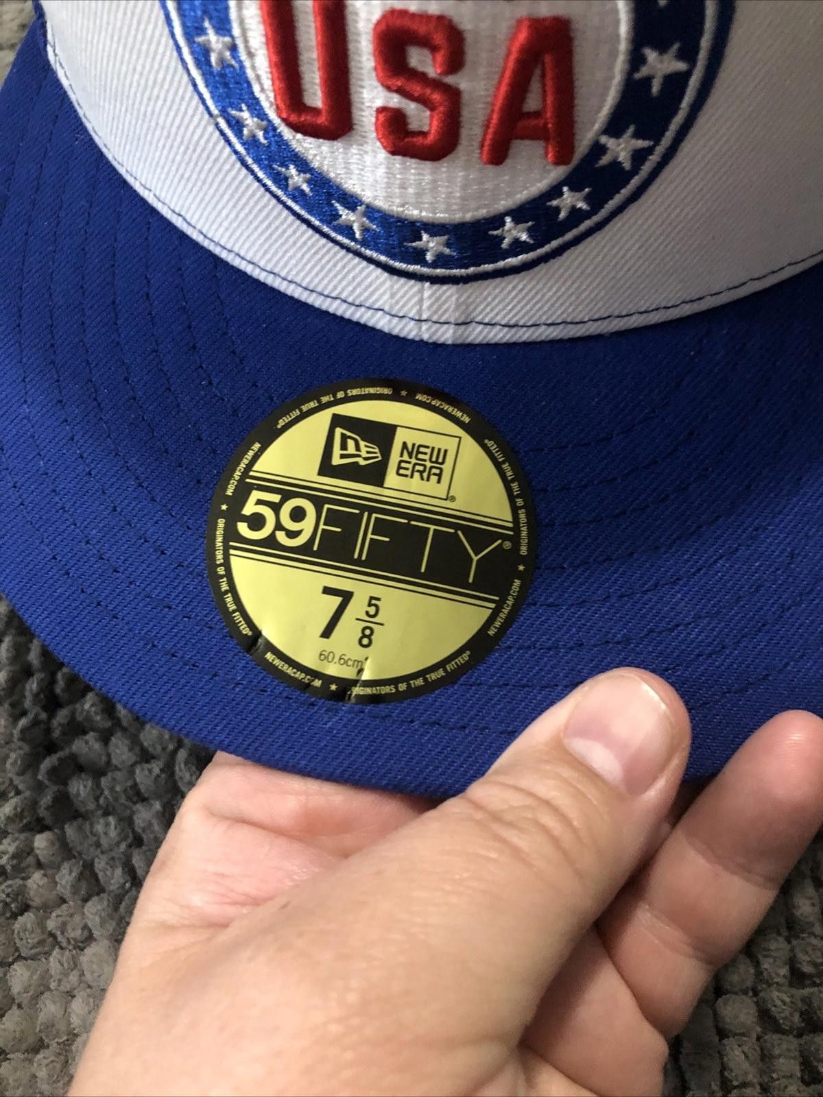 New Era New Era White/Blue Team USA Circle 5950 Fitted Hat LT 7 5/8 Size ONE SIZE - 3 Thumbnail
