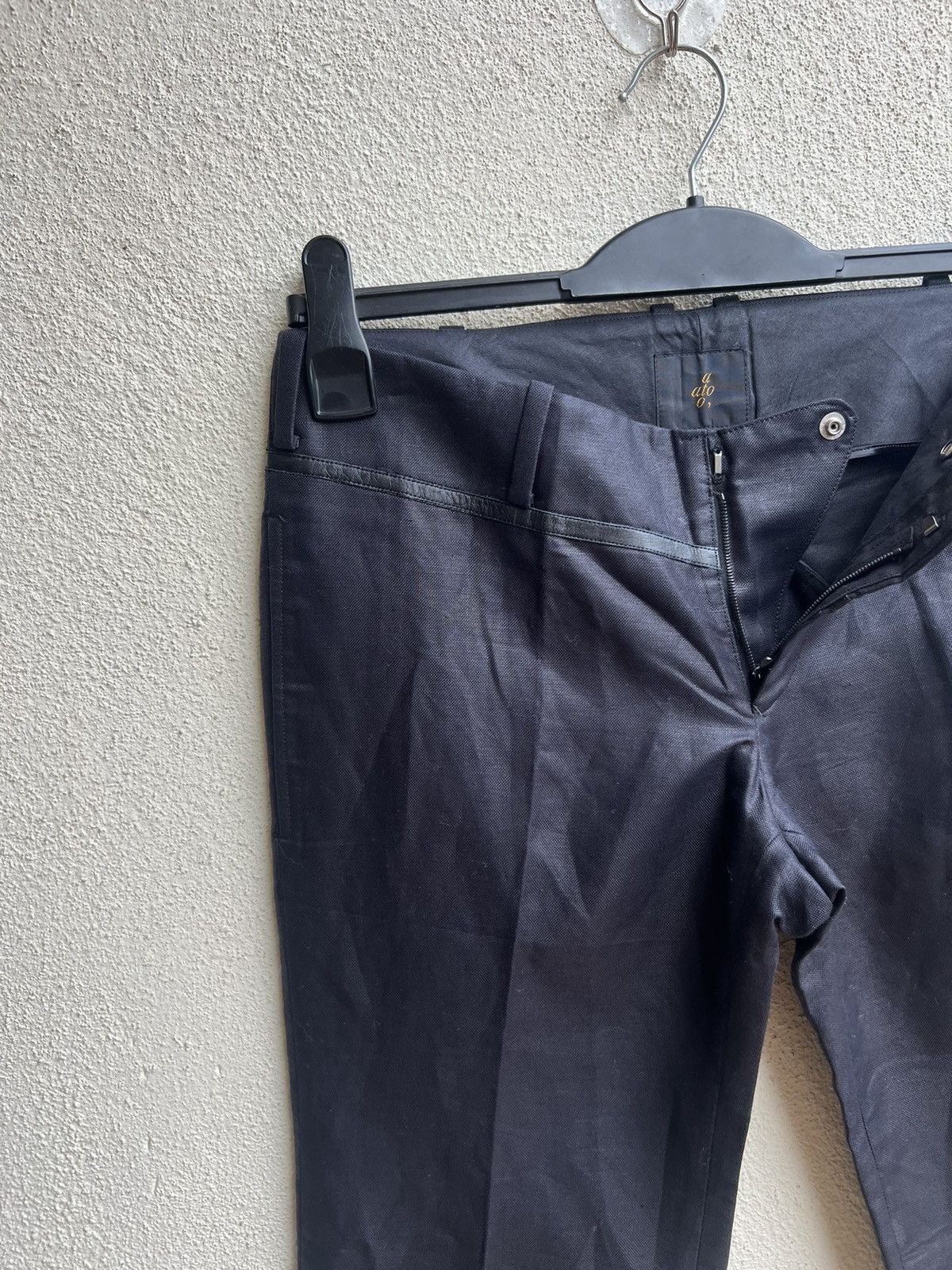 ato ATO Japan Blue Black Linen Boot Cut Trouser Pant Low Rise Size US 29 - 8 Thumbnail
