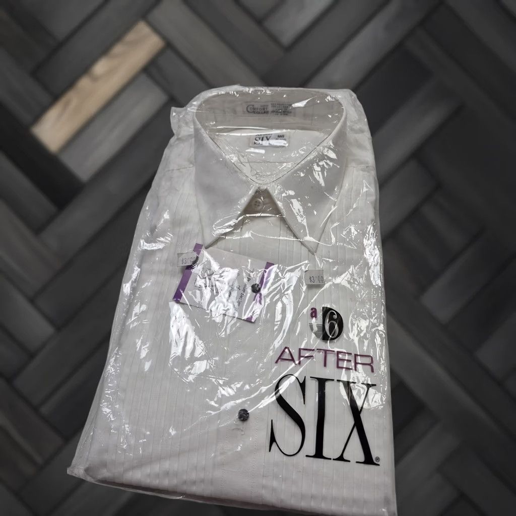 After Six After Six Dress Shirt Mens 15.5 36/37 White Pleated French Cuff Formal Tuxedo Size 42R - 1 Thumbnail