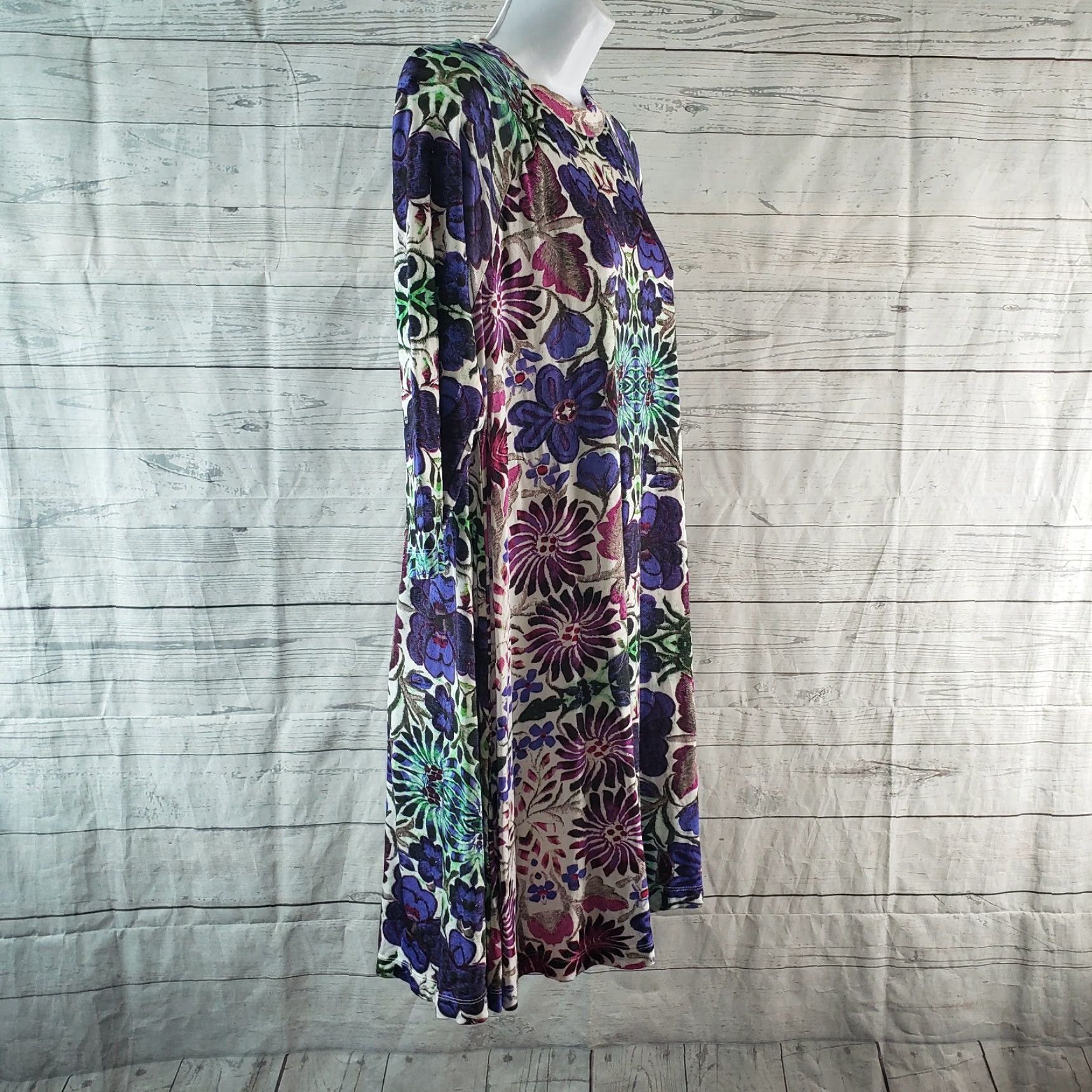 Free People Free People Womens Fiesta Floral Dress Sz Small Purple Green 3/4 Sleeve Multicolor Size S / US 4 / IT 40 - 3 Thumbnail