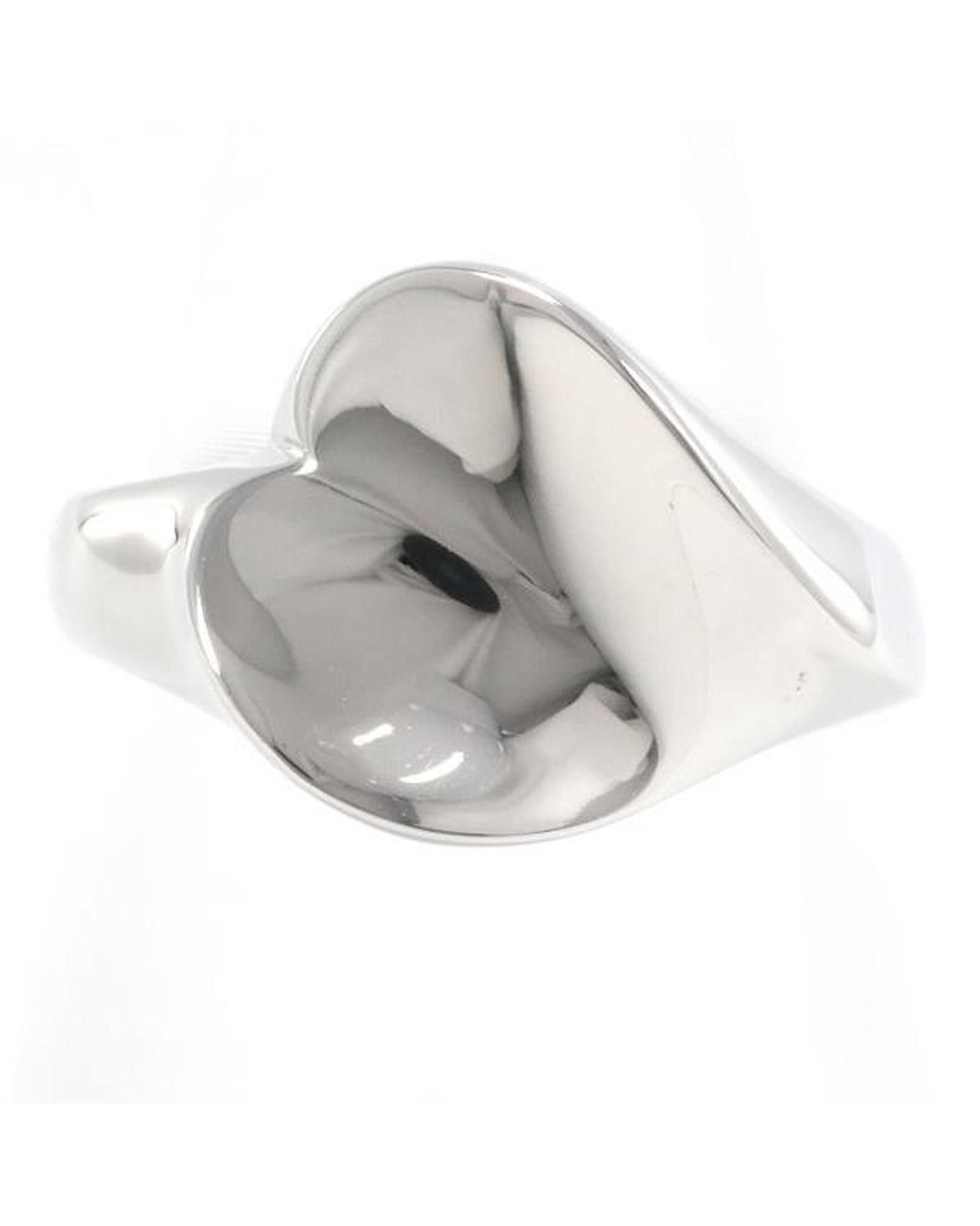 image of Heart Curved Ring - 18K Silver Jewelry, Men's