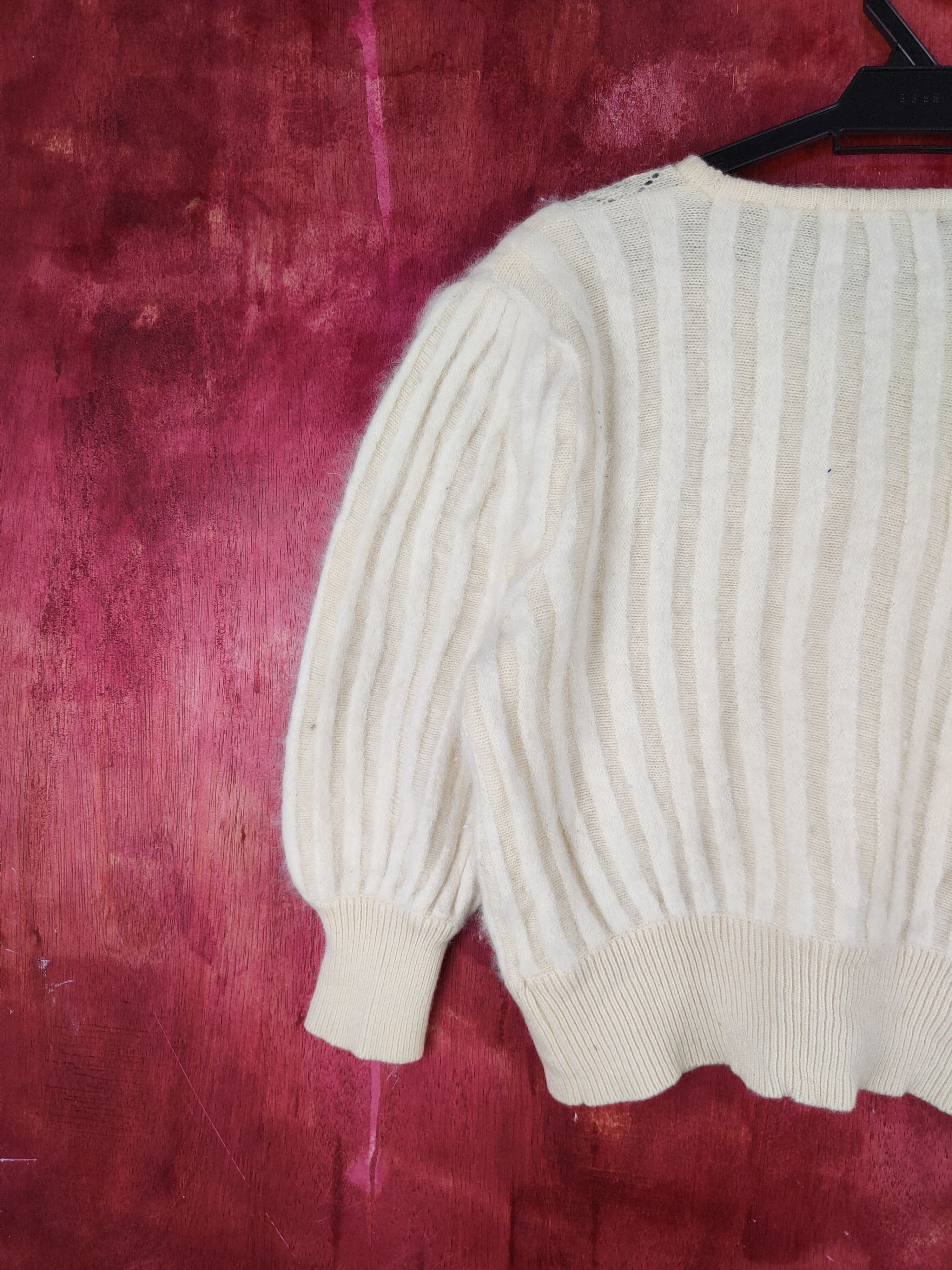 Homespun Knitwear Lansoir Cream Shag Shaggy Fur Mohair Knitwear #S2065 Size S / US 4 / IT 40 - 8 Thumbnail