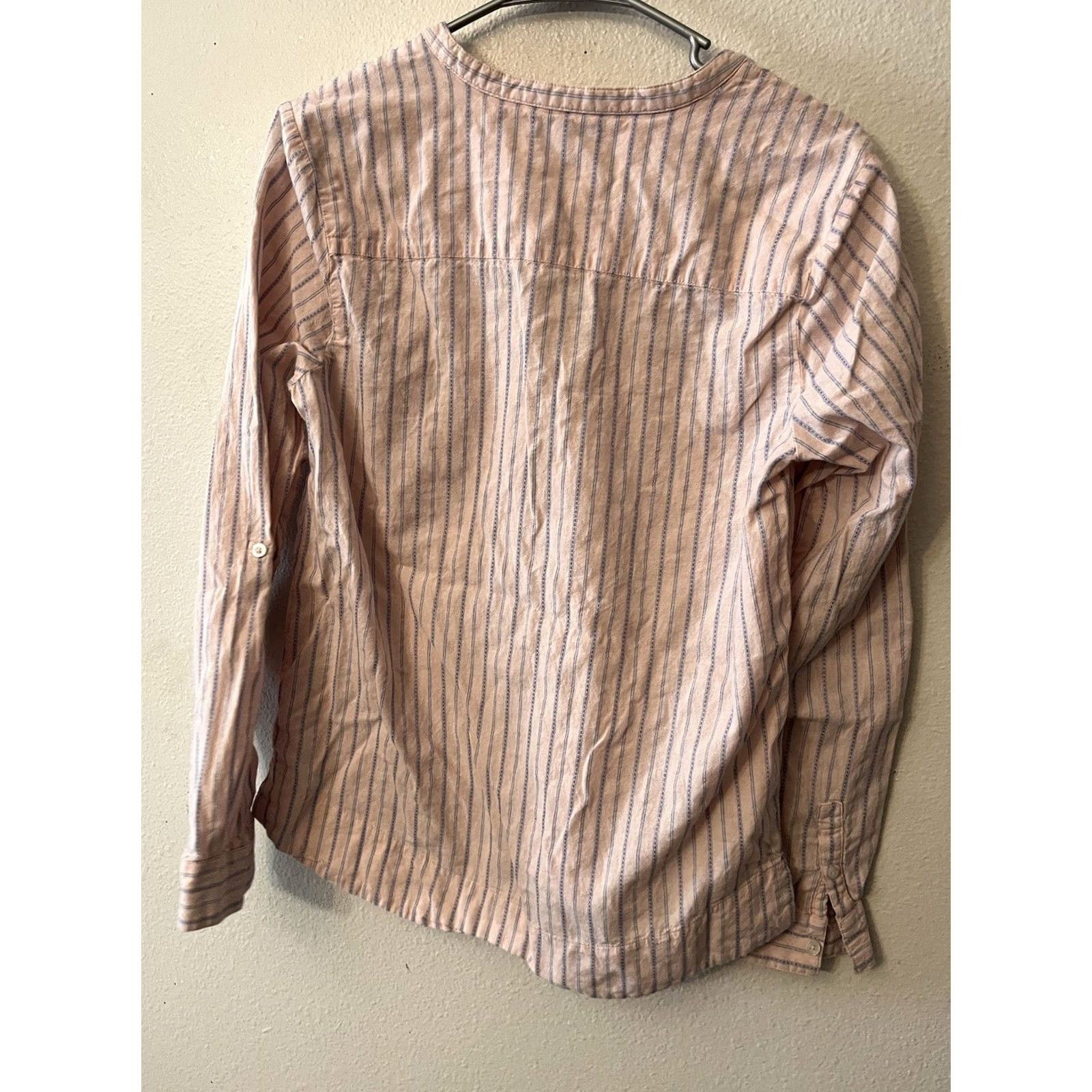 U.S. Polo Assn. U.S. Polo Assn Womens Shirt Blouse Tie Up V-Neck Long Sleeve Pink Striped Size M Size M / US 6-8 / IT 42-44 - 2 Thumbnail