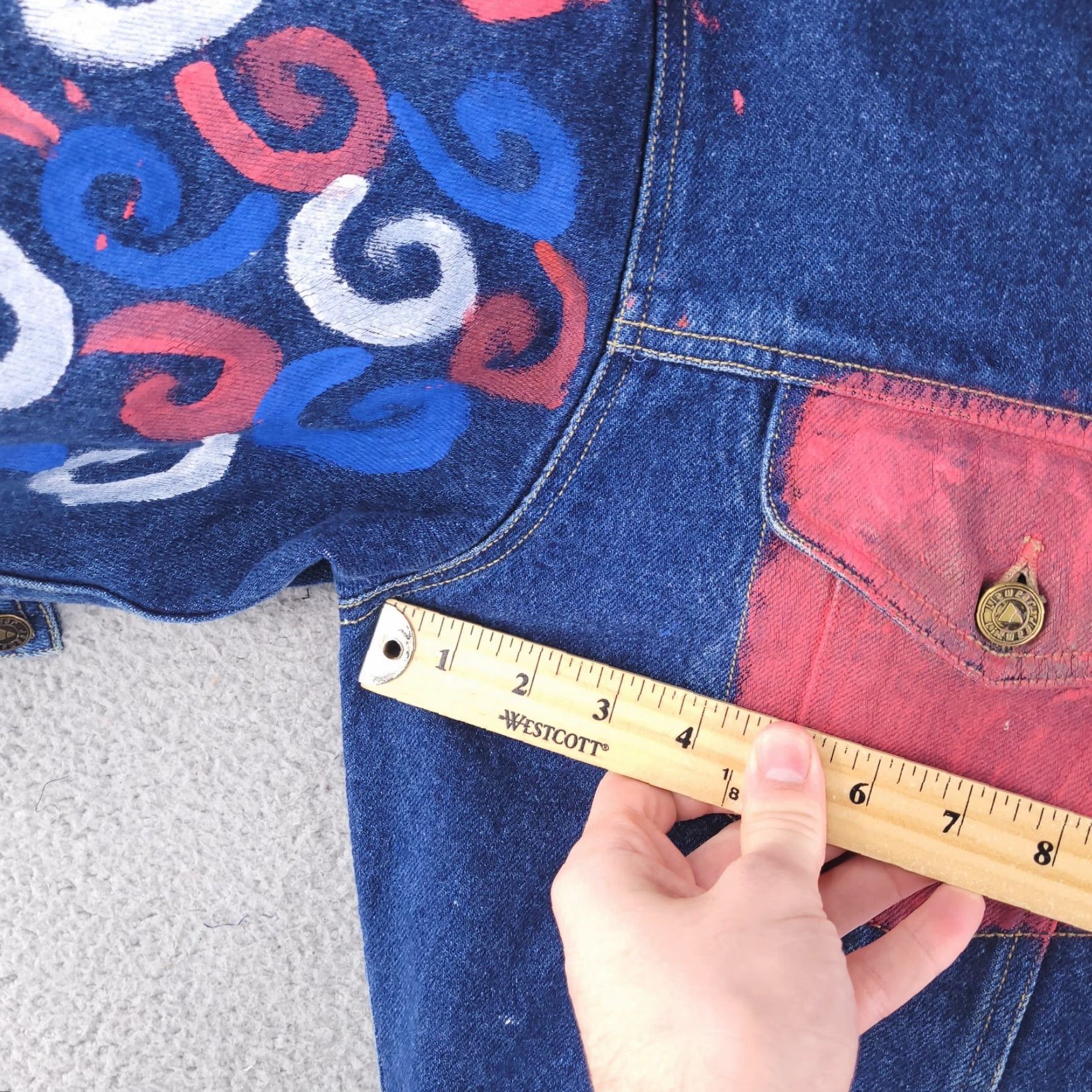 Liz Claiborne Liz Claiborne Jacket Womens 12 Blue Denim USA Flag Oversized Size 34" / US 12 / IT 48 - 6 Thumbnail