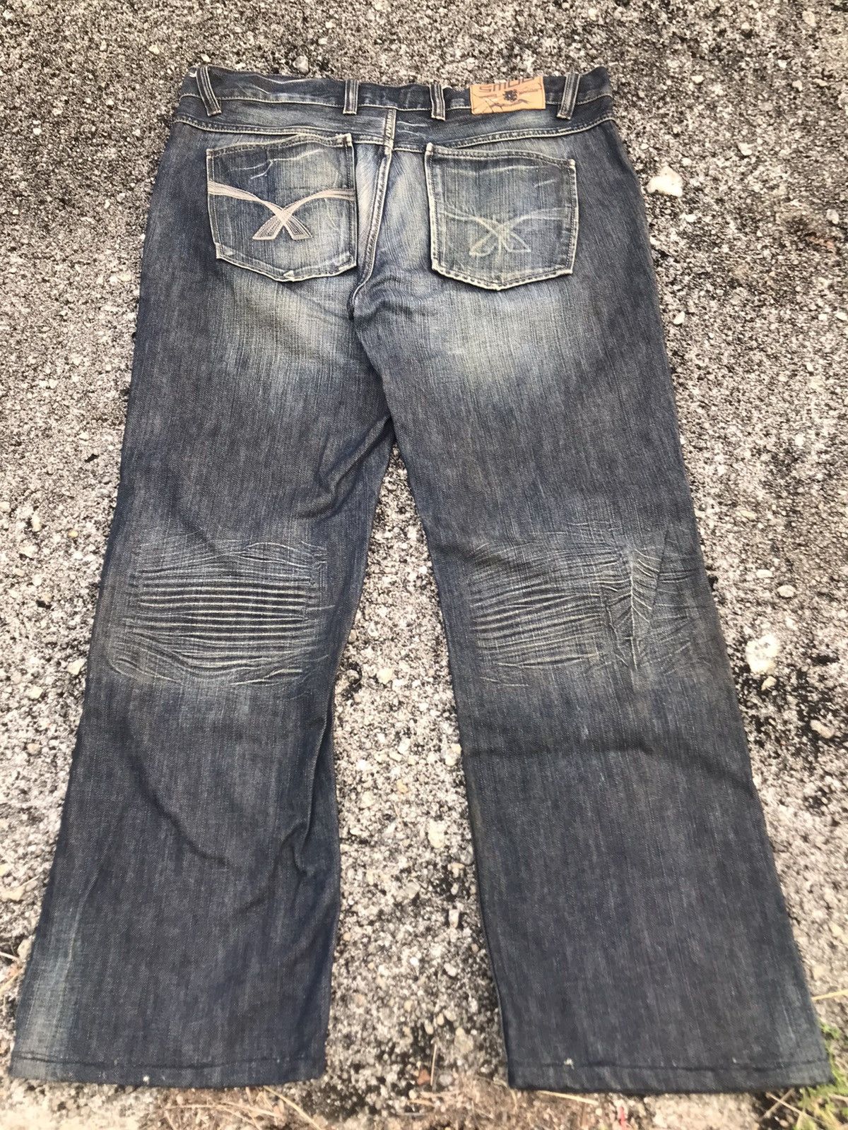 Japanese Brand 🔥Y2K SMOG Denim Flared Jeans🔥 Size US 34 / EU 50 - 2 Thumbnail