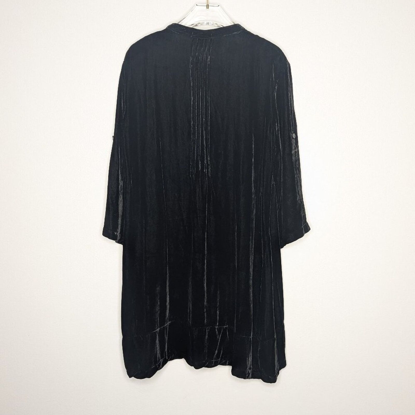 CP Shades CP Shades Black Velvet Oversized Regina Tunic Dress V-Neck Size S / US 4 / IT 40 - 2 Thumbnail