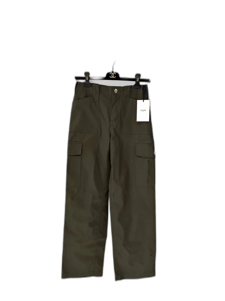 Celine Celine Green Utility Pants with Gold Button Size 34" / US 12 / IT 48 - 1 Thumbnail