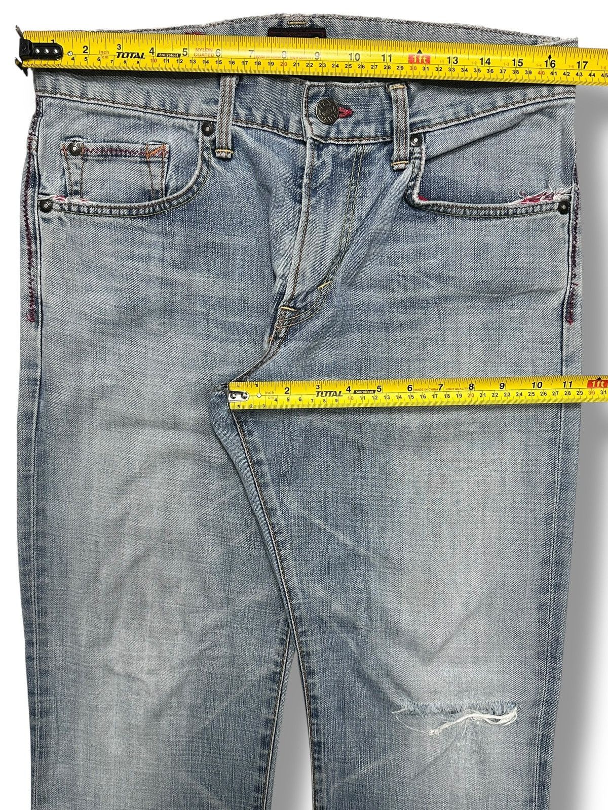 Edwin EDWIN BTJ03 Straight Leg Distressed Japan Denim Faded Wash Size US 34 / EU 50 - 18 Thumbnail