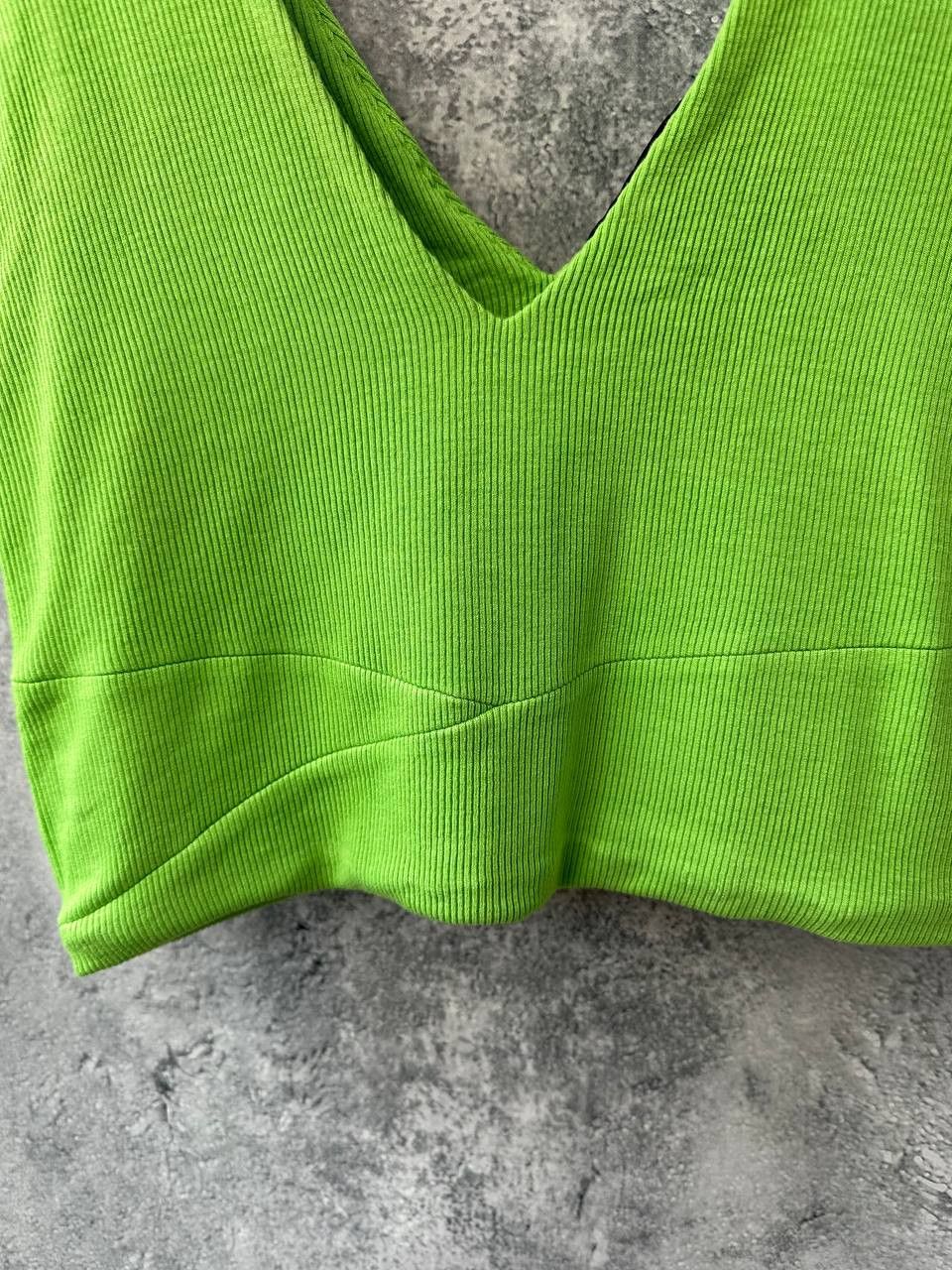 ME+EM Me+Em Green Ribbed Crop Top Made in Portugal Size M / US 6-8 / IT 42-44 - 7 Thumbnail