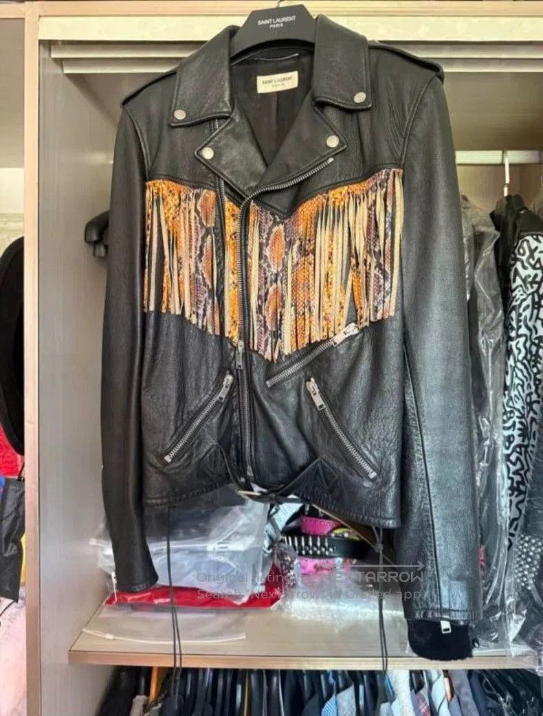 Saint Laurent Fringe Detail Leather Jacket