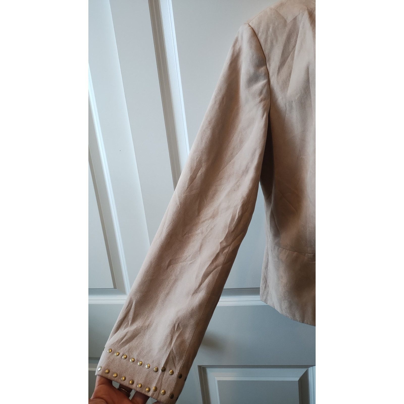 Other DressBarn Faux Suede Beige Jacket Open Front Sz. L Size L / US 10 / IT 46 - 4 Thumbnail