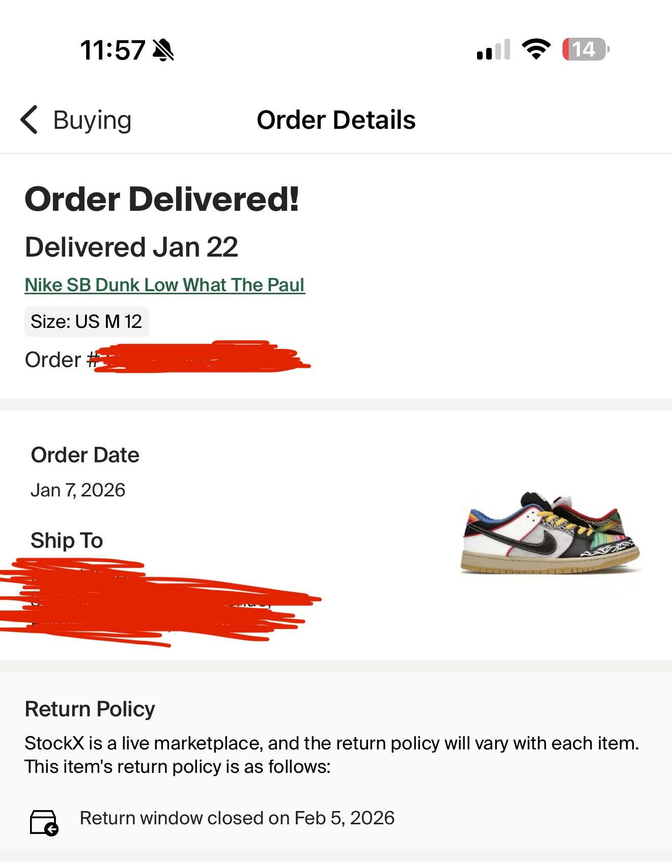 Nike Nike SB Dunk Low Pro QS What The Paul Red Black Noir Sz 12 Size US 12 / EU 45 - 18 Thumbnail