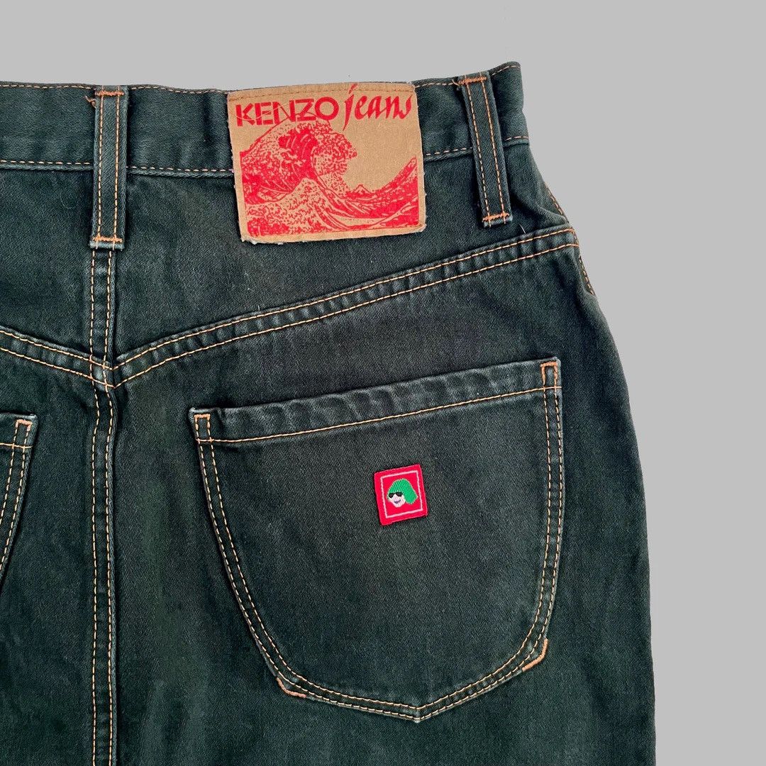 Kenzo × Vintage Kenzo 1990 90s Vintage Denim Designer France Skirt Size 26" / US 2 / IT 38 - 3 Thumbnail