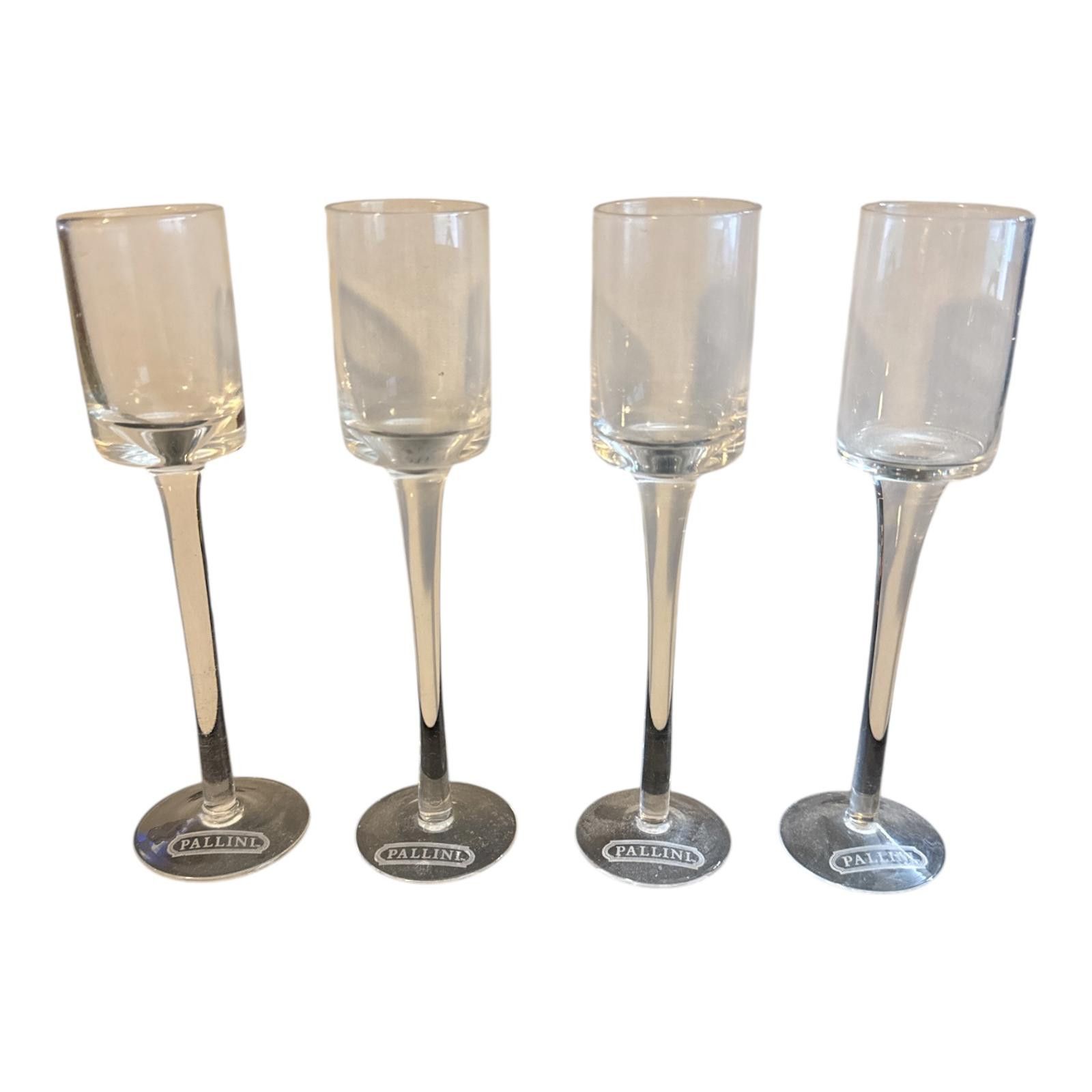 Pollini Set of 4 Pallini Tall Clear Glass Stemmed Shot Glasses Size ONE SIZE - 1 Thumbnail