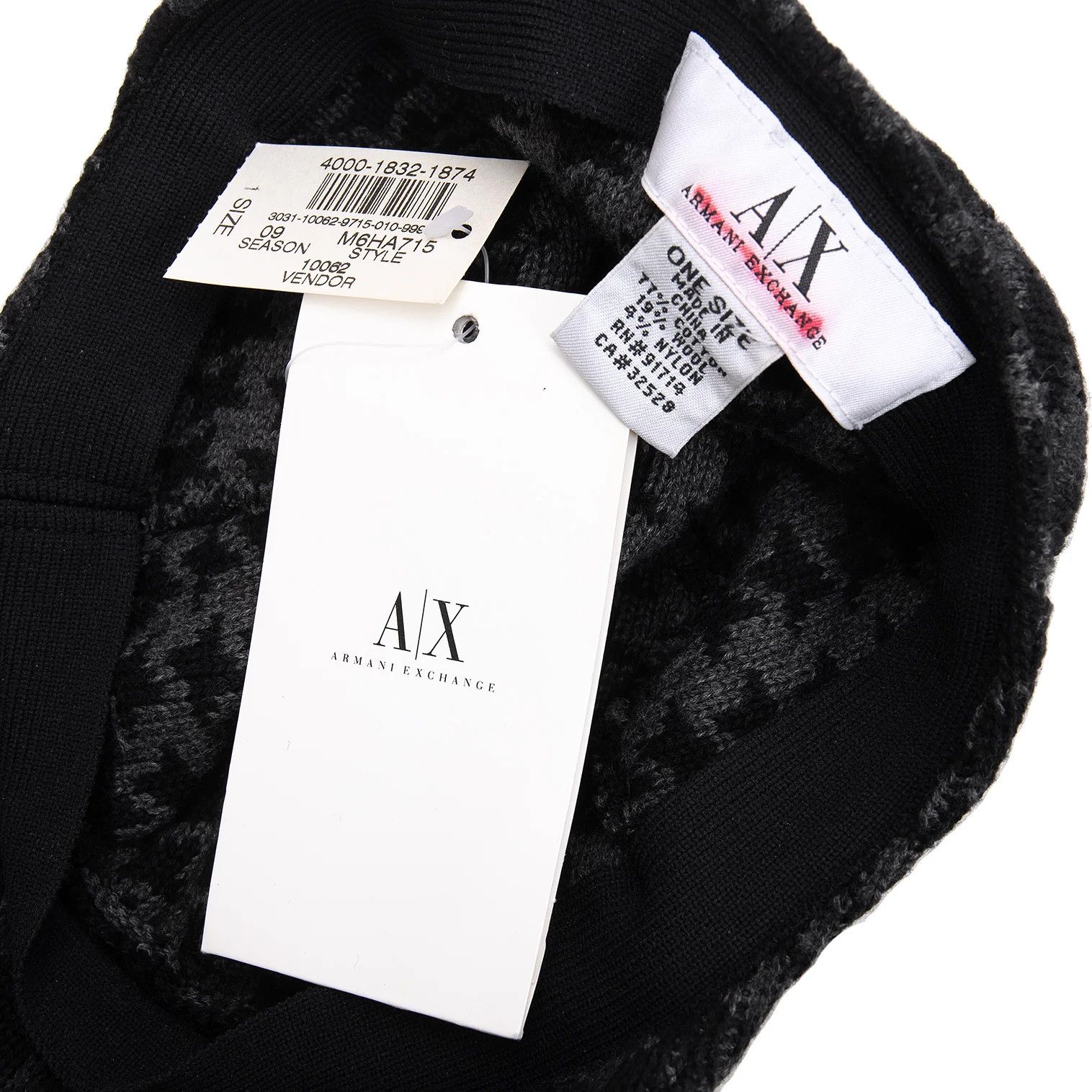 Armani Houndstooth Pattern Cotton Blend Cap in Gray and Black Size ONE SIZE - 8 Thumbnail